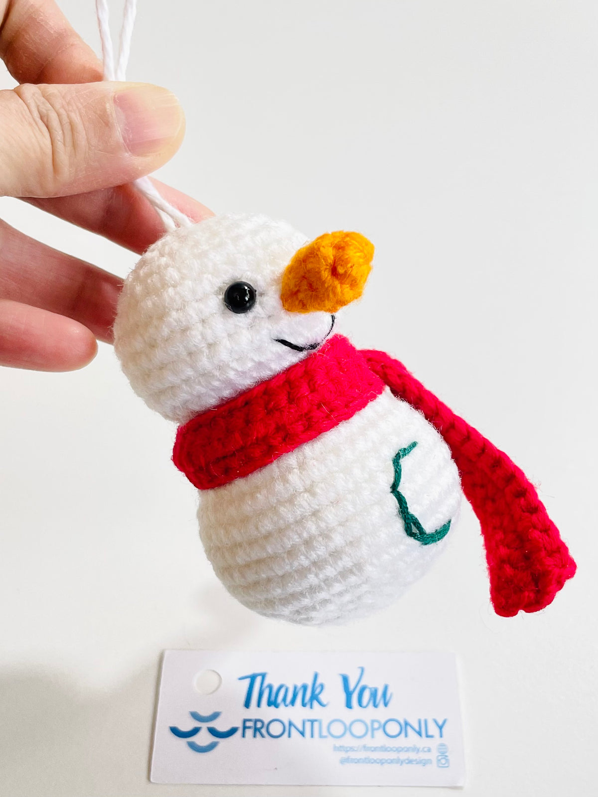 Personalized Crochet Snowman Ornament, Customized Christmas Keepsake, Handmade Tree Decoration