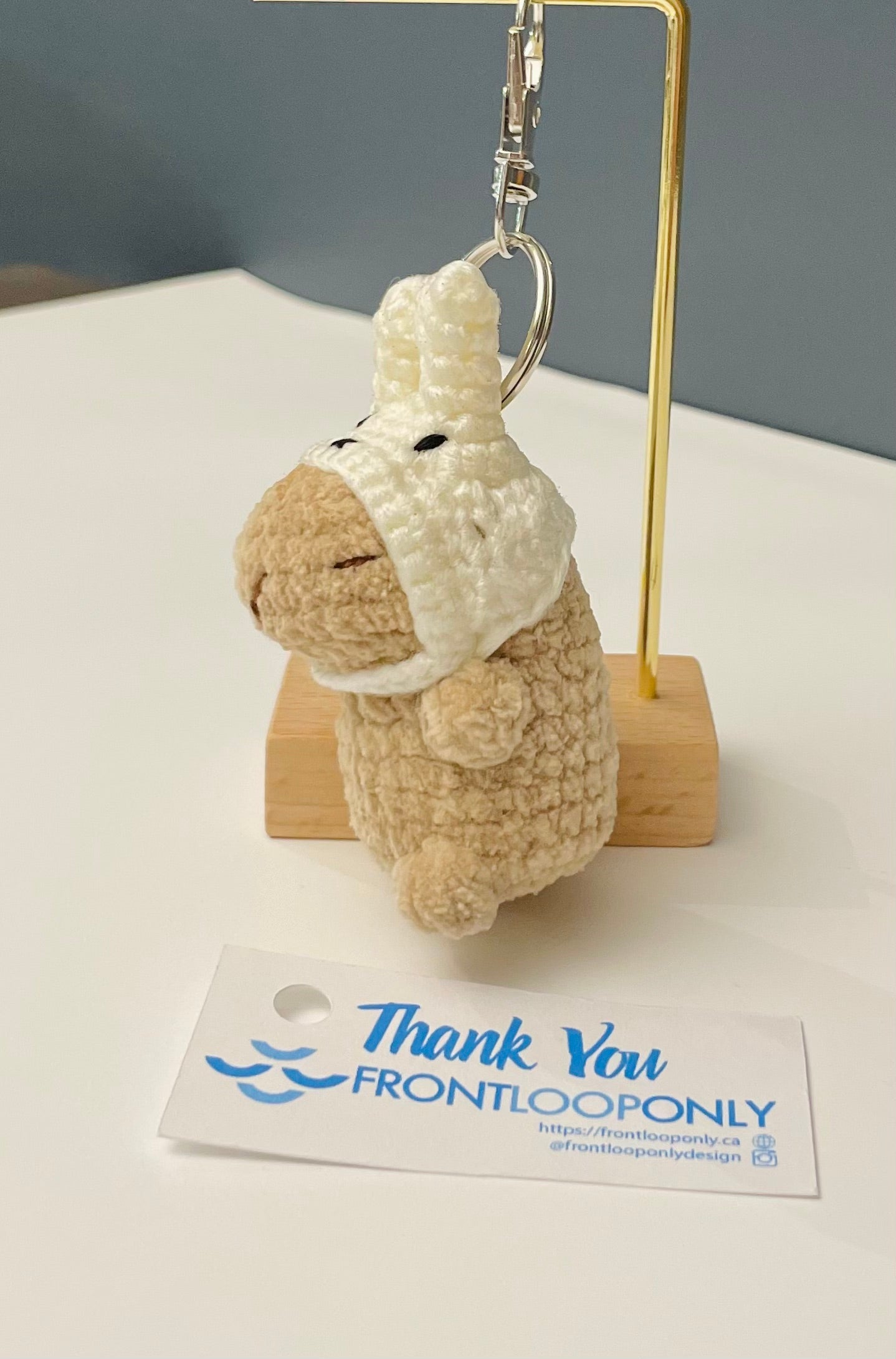 Capybara Keychain: Handmade Crochet Chill Animal with Hat