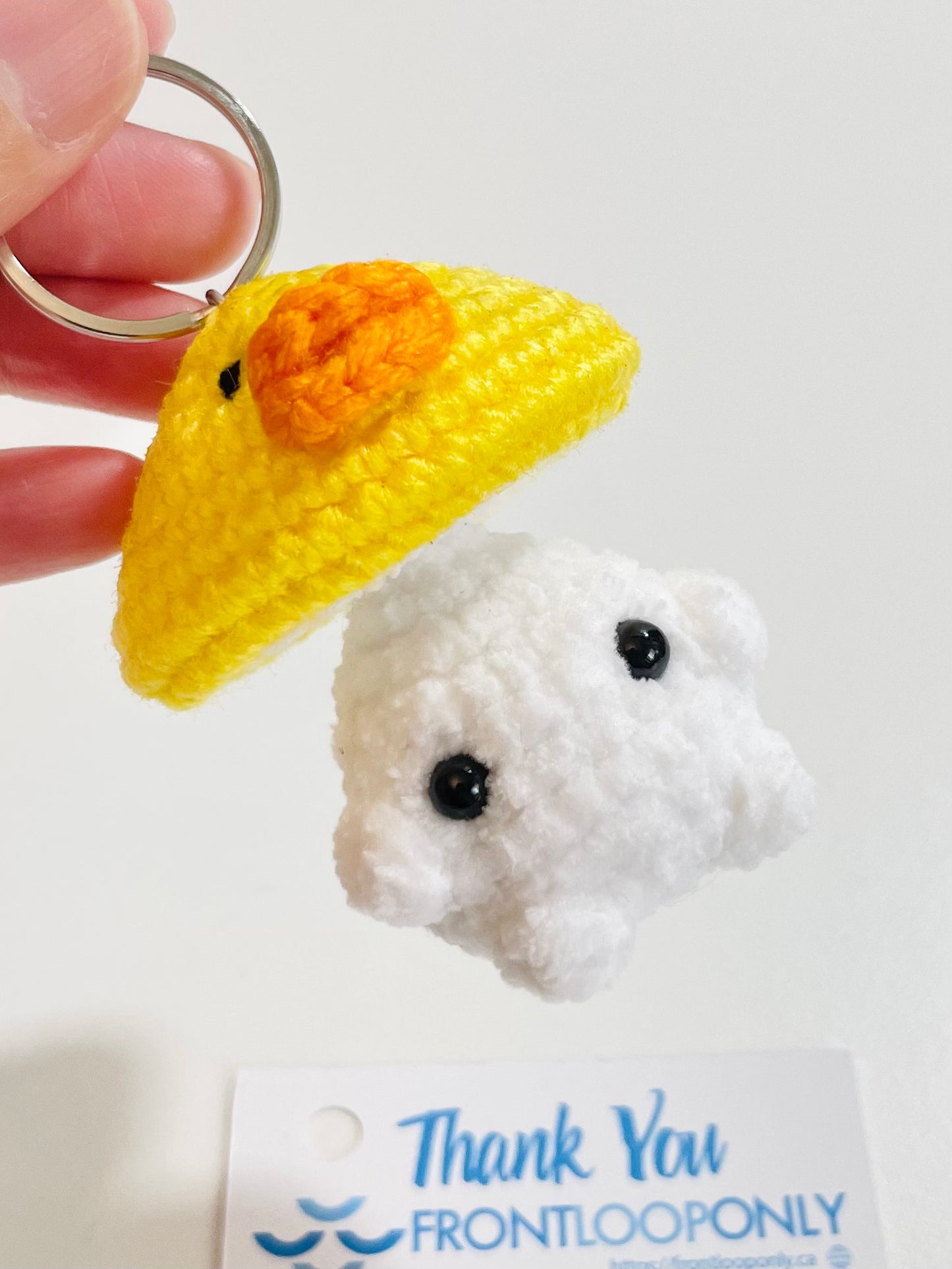 Crochet Baby Mushroom Keychain, Handmade Kawaii Amigurumi Frog, Duck, Bunny Strawberry Bag Charm