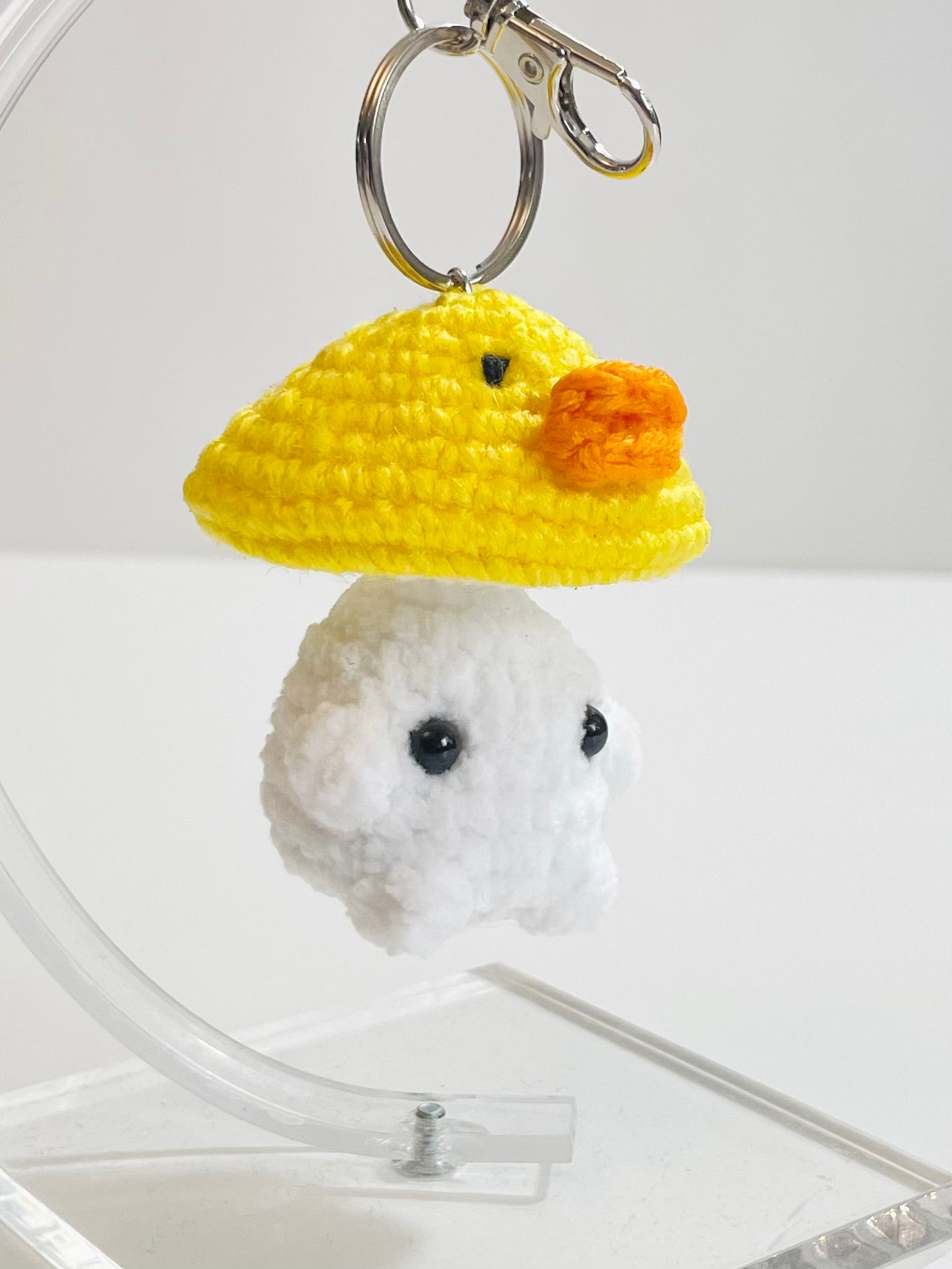 Crochet Baby Mushroom Keychain, Handmade Kawaii Amigurumi Frog, Duck, Bunny Strawberry Bag Charm
