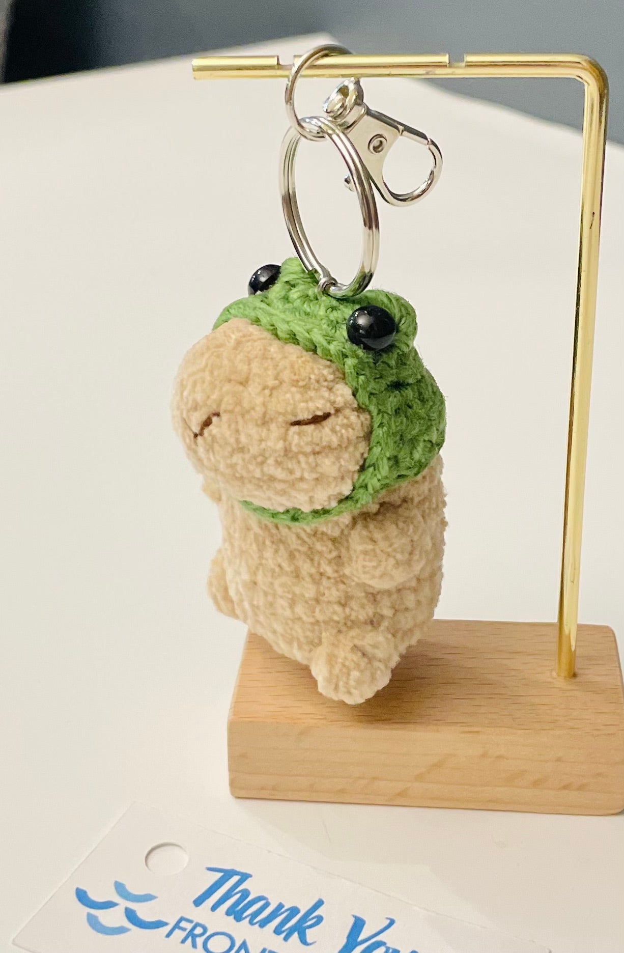 Capybara Keychain: Handmade Crochet Chill Animal with Hat