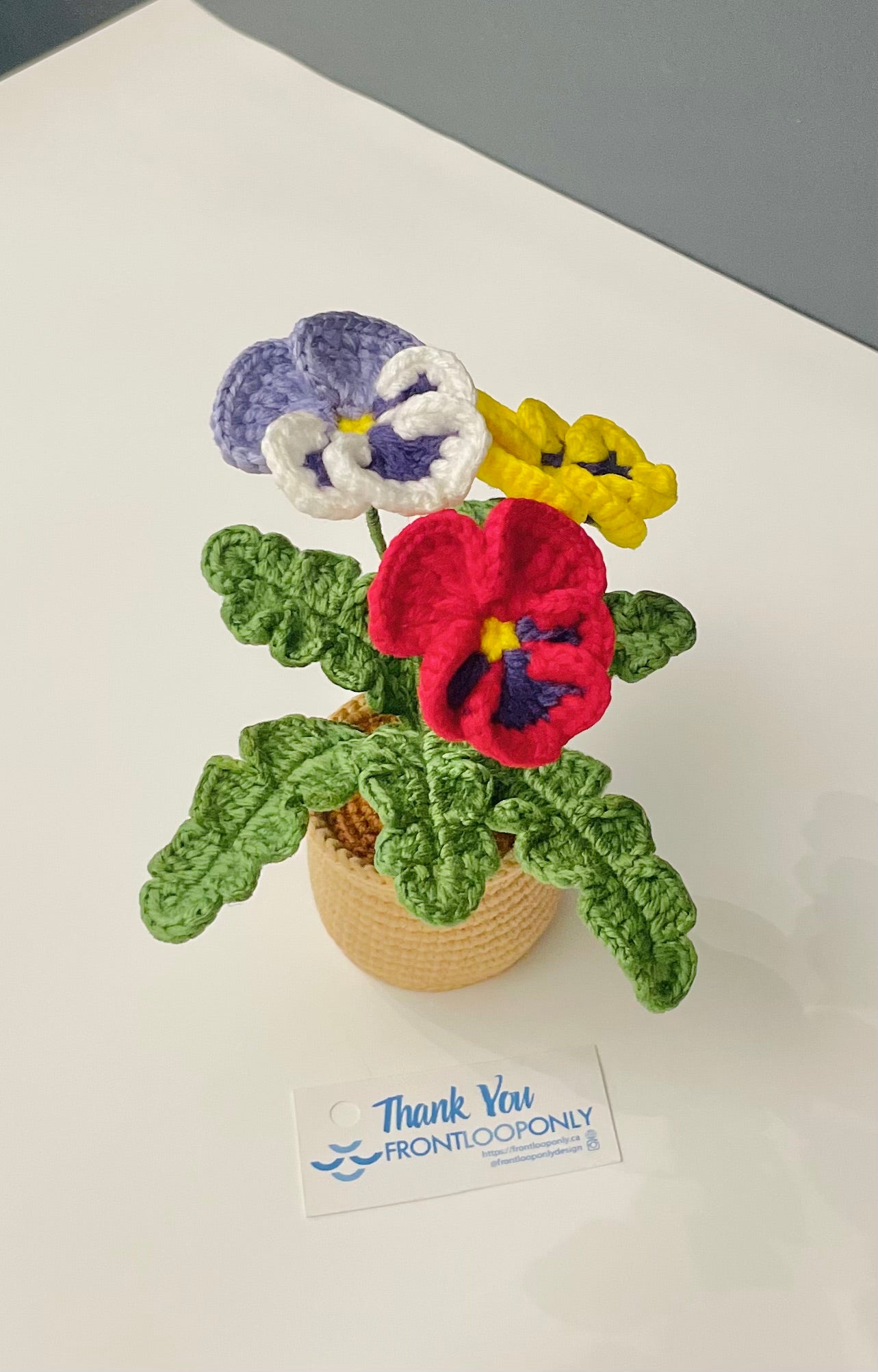 Crochet Pansy Flower Pot – Botanical Home Décor