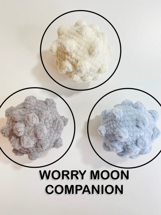 Crochet Worry Moon Plush | Handmade Amigurumi Pocket Moon | Stress Relief Fidget | Emotional Support