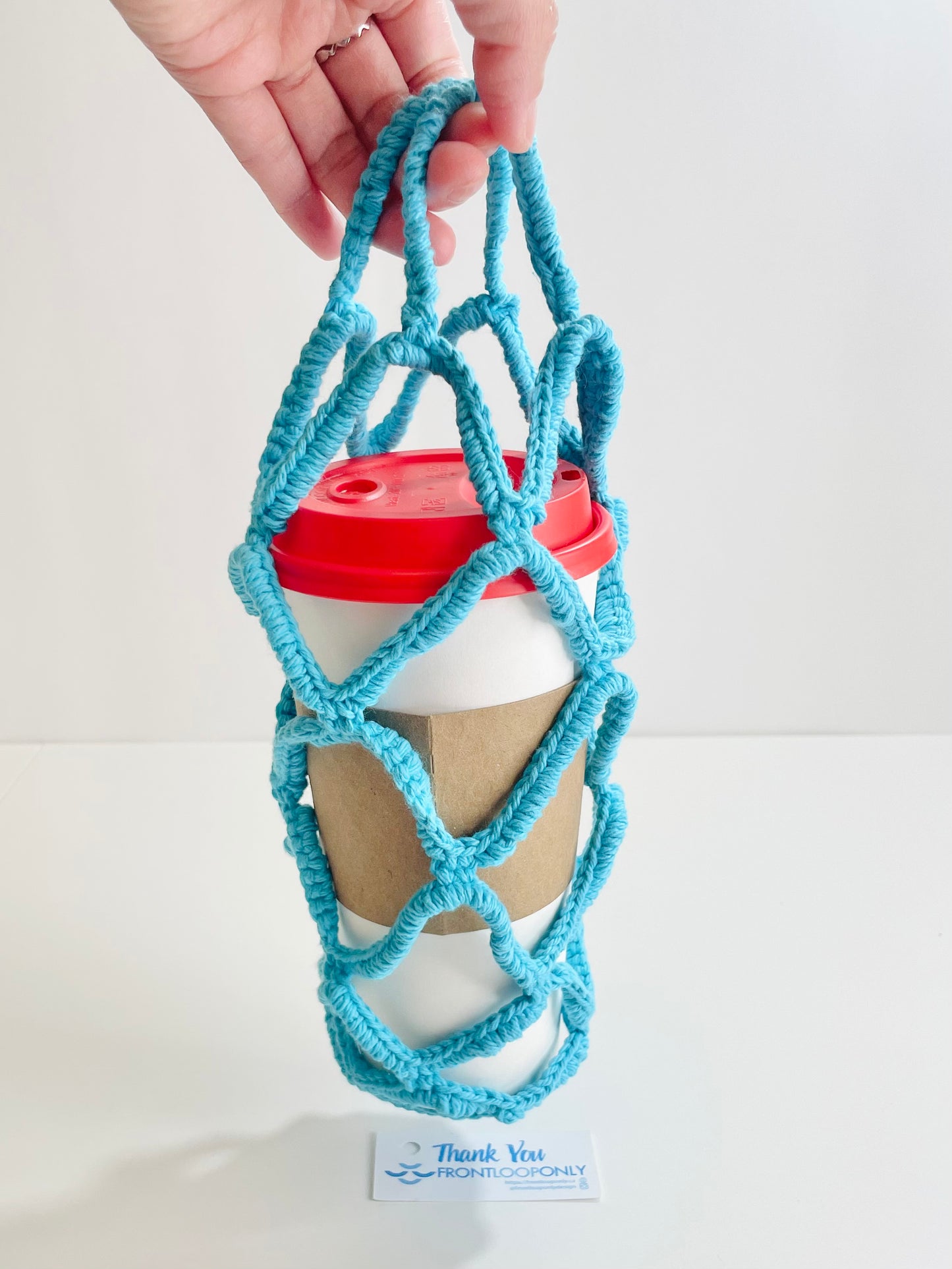 Crochet Coffee Cup Holder | Reusable Drink Carrier, Cotton Yarn | Coffee or Tea Lover