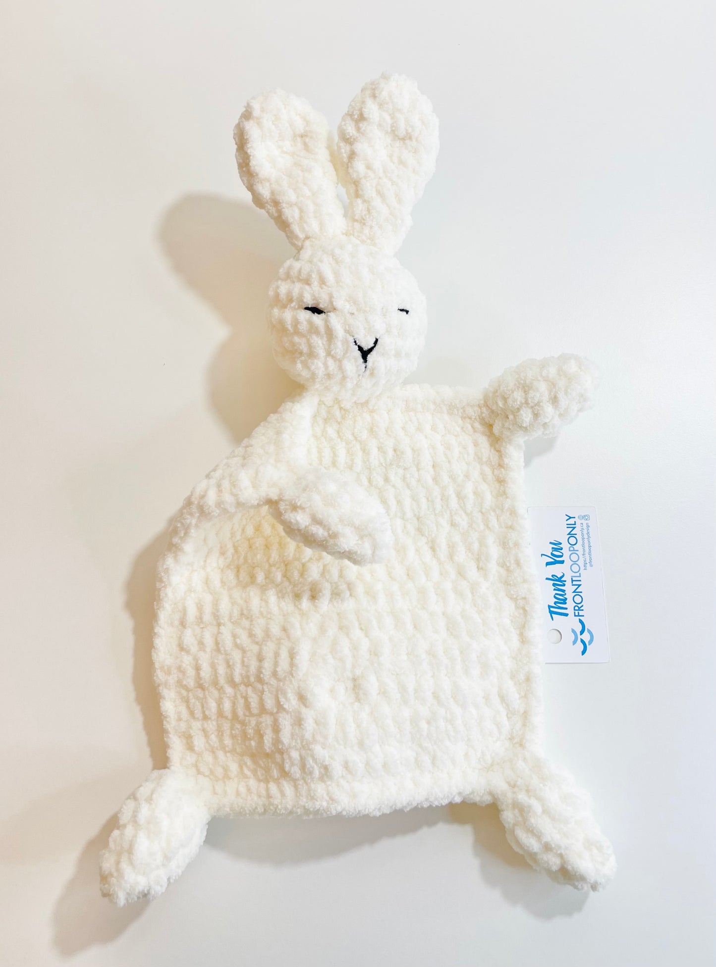 Crochet Bunny Snuggly Plush, Handmade Baby Lovey Blanket, Soft Amigurumi Rabbit Security Toy, Newborn Gift