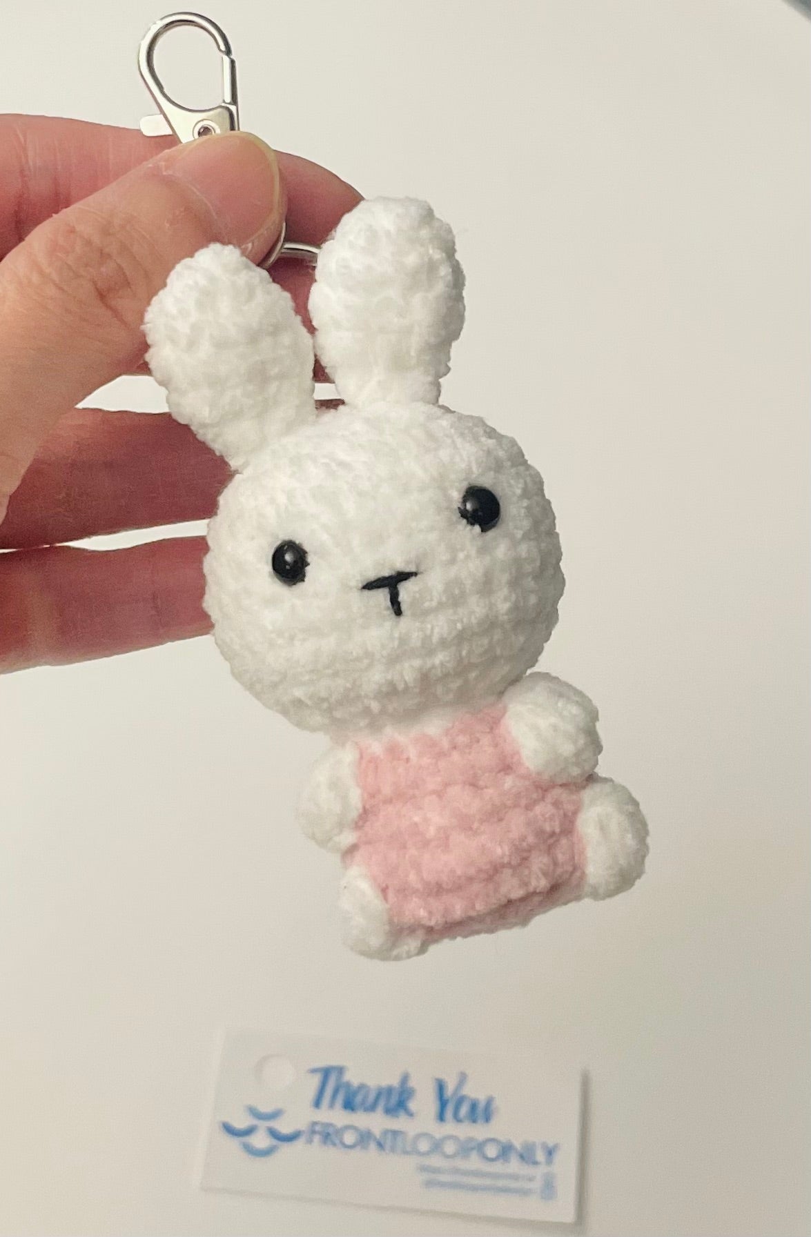 Crochet Bunny Keychain – Handmade Amigurumi Rabbit Bag Charm, Bunny Gift