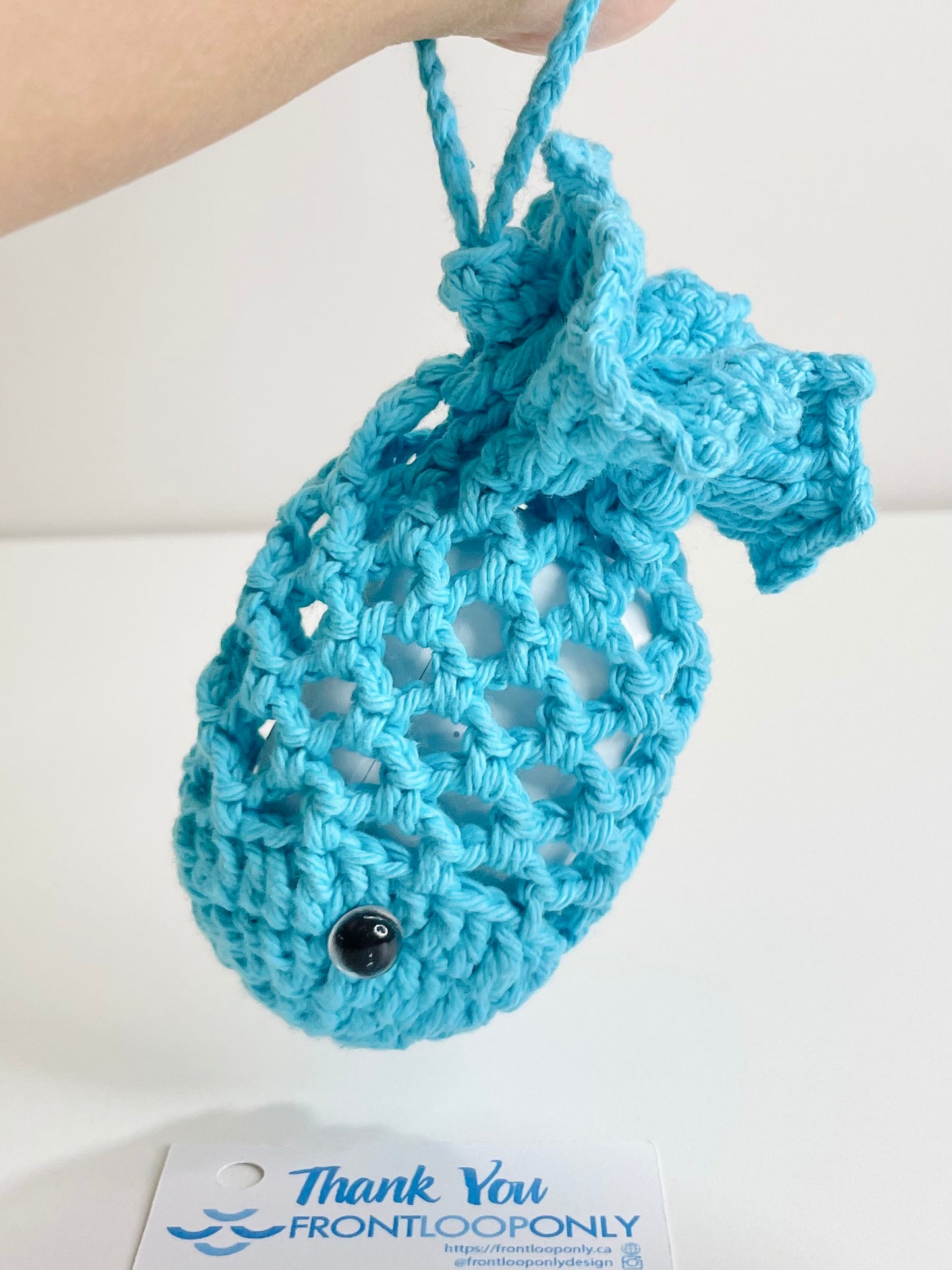 Crochet Fish AirPods Pouch | Handmade Cotton Yarn Earbud Case | Kawaii Fish Bag Holder