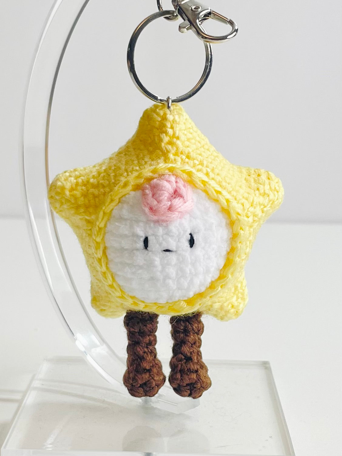 Crochet Baby Star Keychain – Handmade Kawaii Star Bag Charm, Amigurumi Keyring