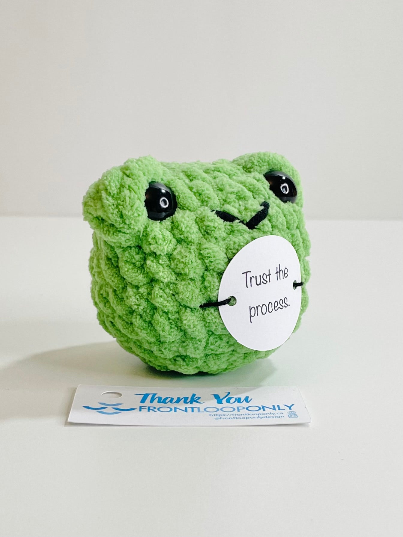 Personalized Weighted Crochet Frog | Pocket Pal, Affirmation Gift