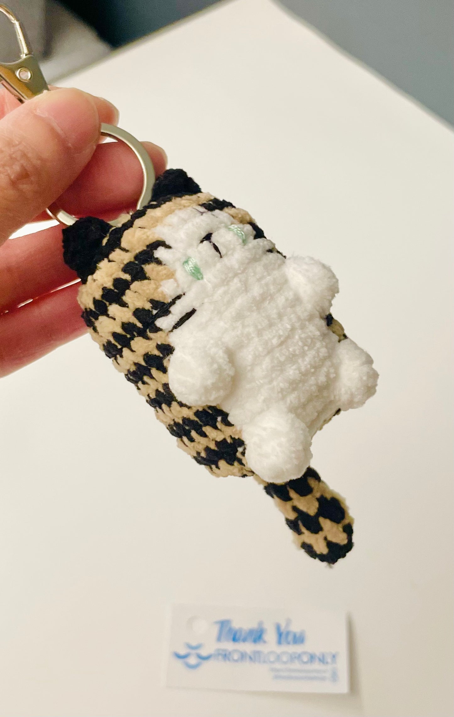 Crochet Cat Keychain | Handmade Cat Charm | Plush Mini Cat Keyring | Custom Color Cat Gift for Cat Lovers