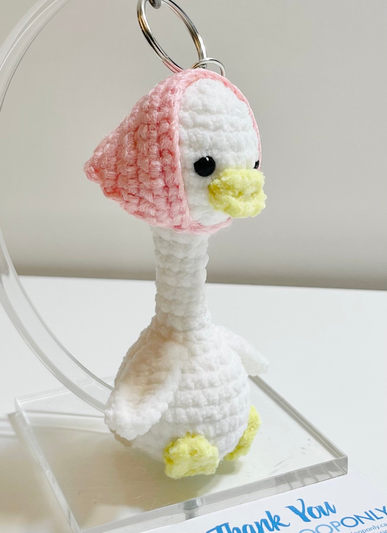 Crochet Mother Duck Keychain with Bandana or Hat | Handmade Amigurumi Duck Bag Charm | Animal Keychain Gift