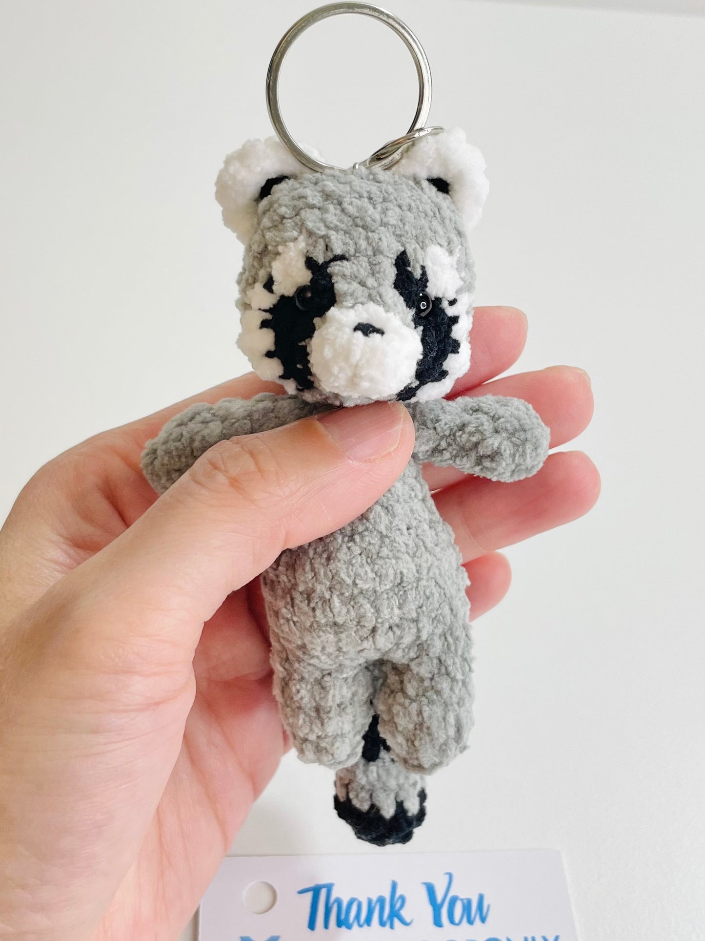 Crochet Raccoon Keychain | Amigurumi Woodland Animal Bag Charm