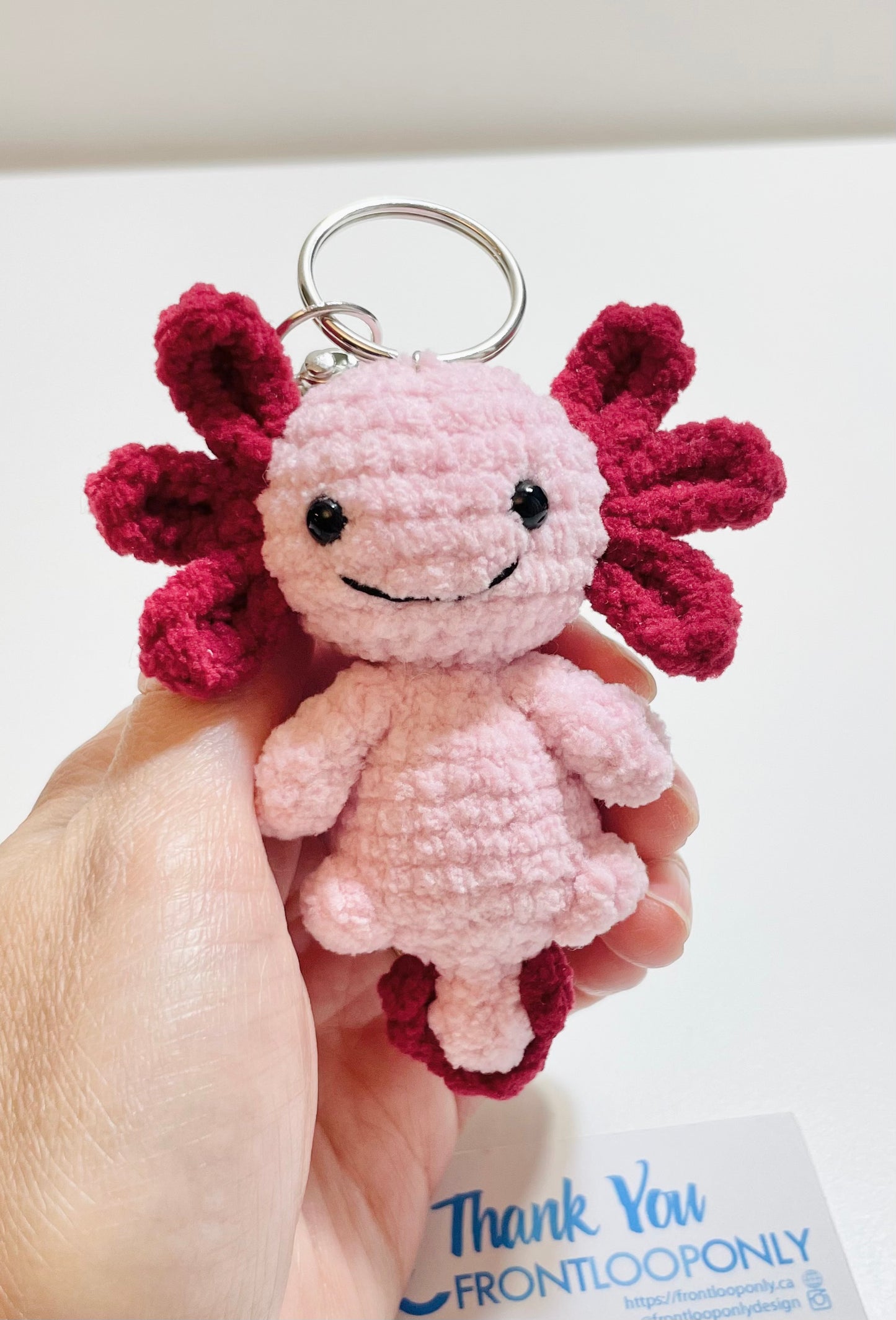 Crochet Axolotl Keychain, Kawaii Amigurumi Bag Charm, Axolotl Lover Gift