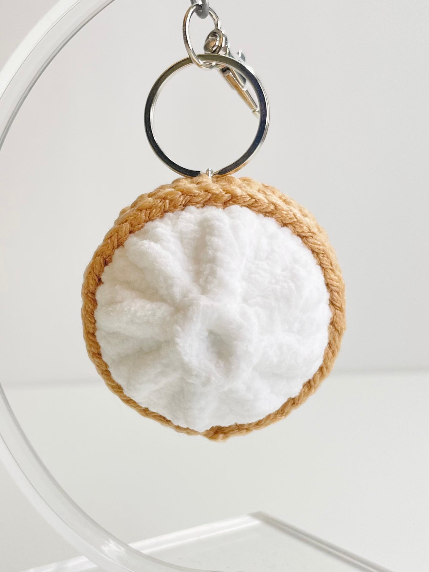 Crochet Bao Dumpling Keychain, Kawaii Food Charm, Lucky Amigurumi Bag Accessory