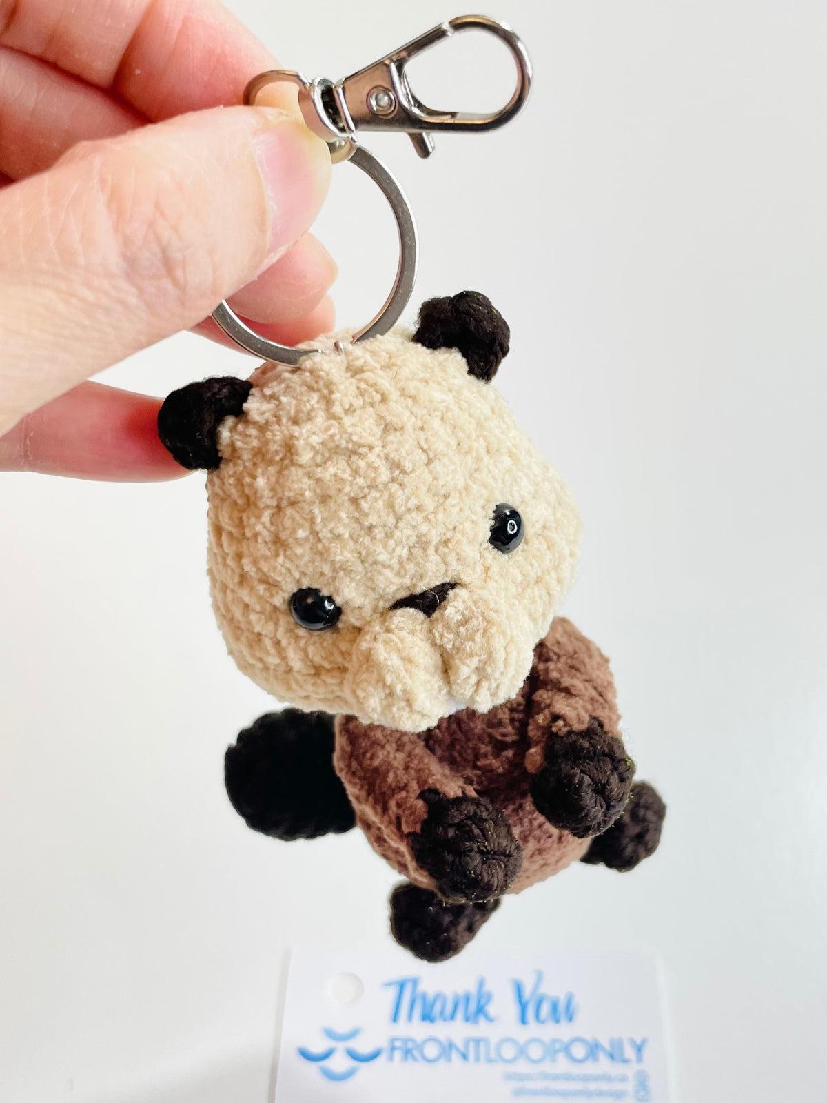 Handmade Crochet Beaver Keychain, Amigurumi Woodland Animal Bag Charm