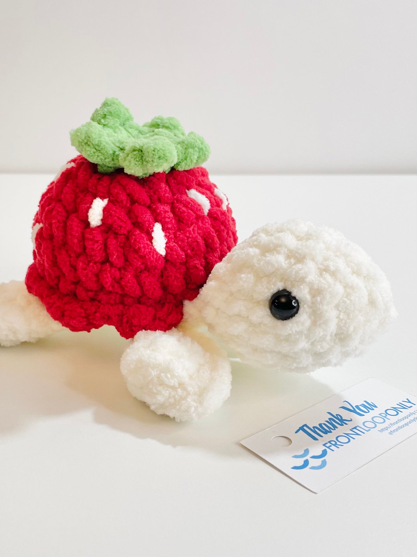 Crochet Strawberry Turtle Plush, Handmade Amigurumi Turtle, Kawaii Plushie, Stuffed Animal
