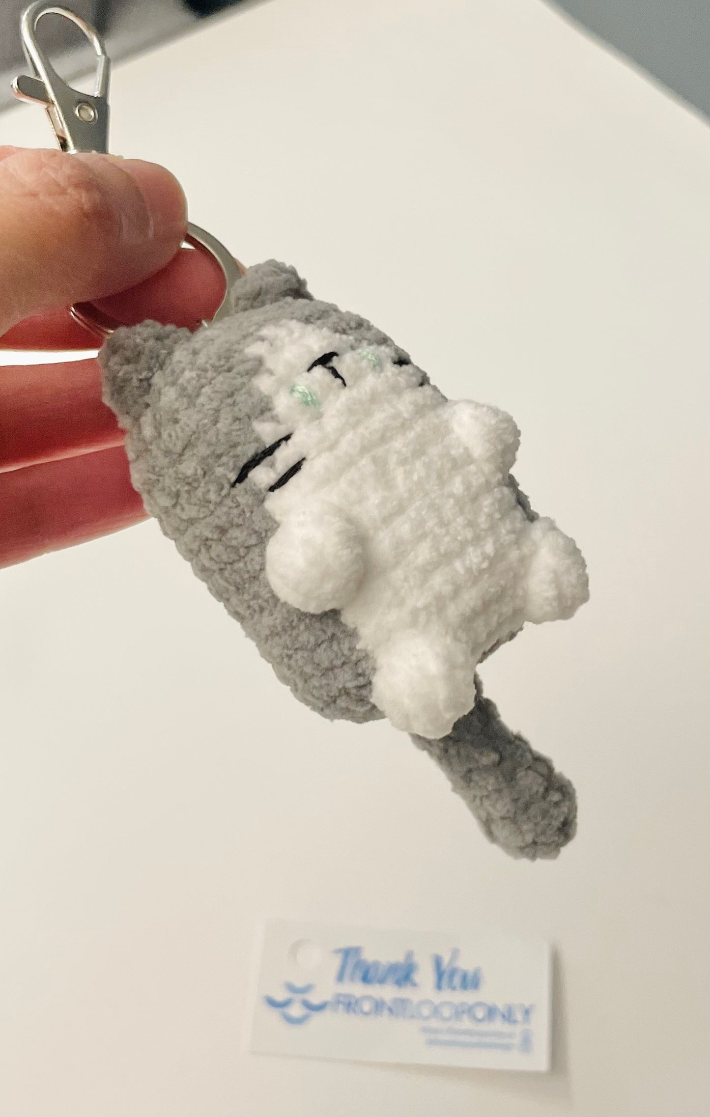 Crochet Cat Keychain | Handmade Cat Charm | Plush Mini Cat Keyring | Custom Color Cat Gift for Cat Lovers