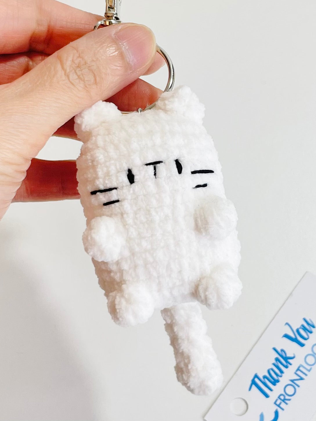 Crochet Cat Pocket Keychain – Plush Amigurumi Kitty Charm, Kawaii Bag Accessory