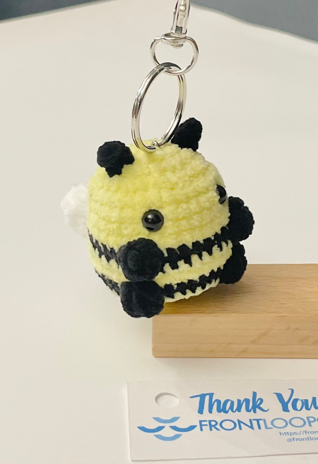 Crochet Bee Plushie Keychain, Mini Handmade Bee Amigurumi, Bag Charm, Keyring Gift
