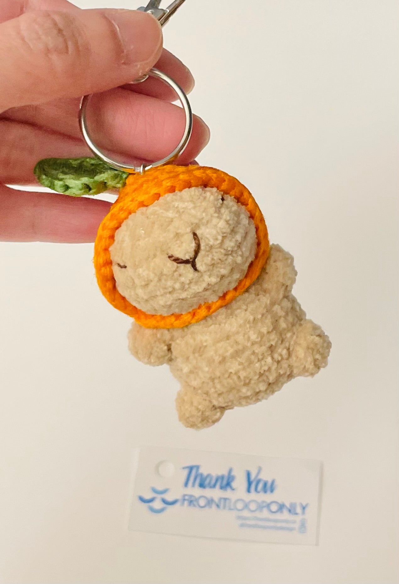 Capybara Keychain: Handmade Crochet Chill Animal with Hat