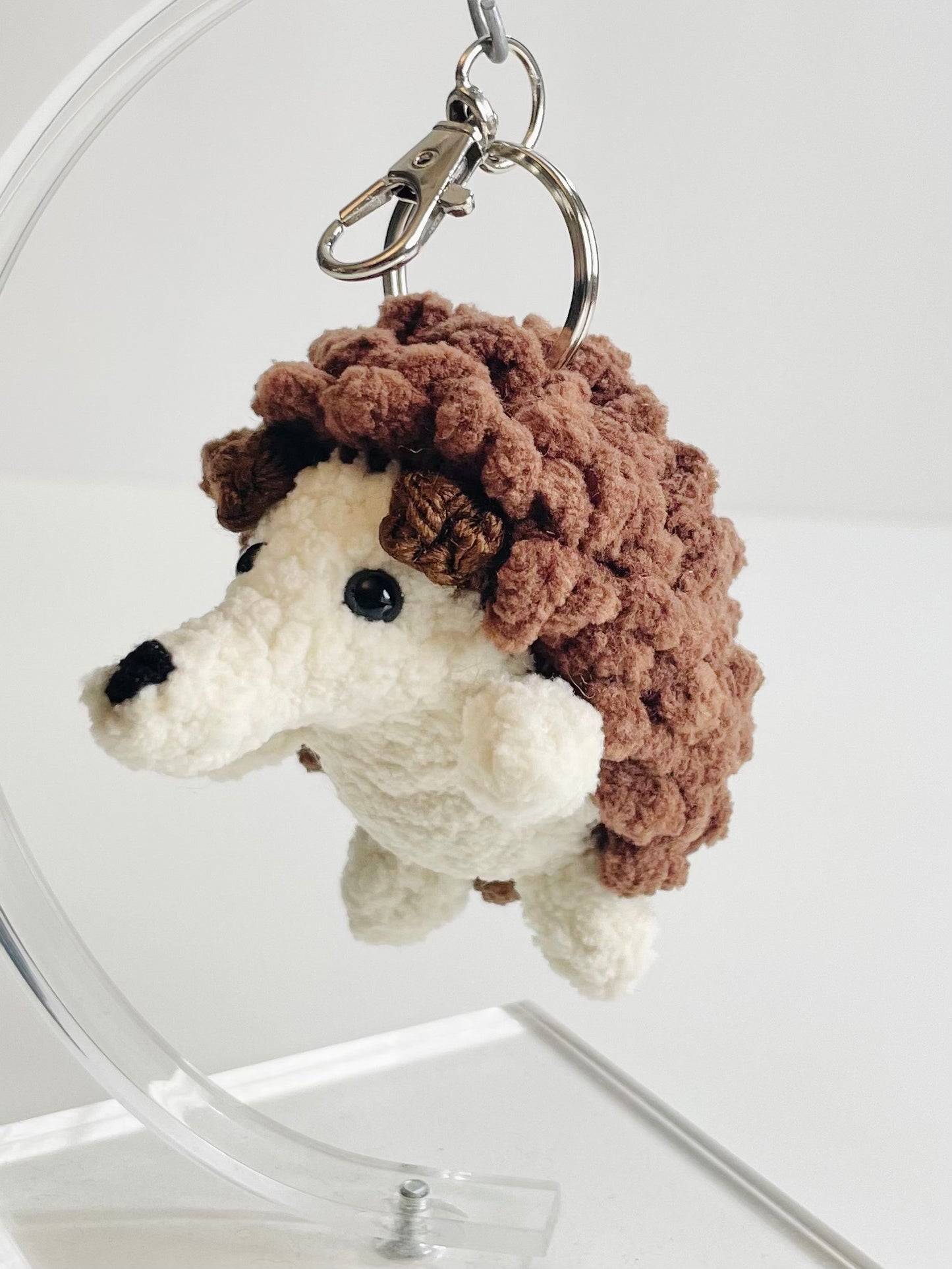 Handmade Amigurumi Hedgehog Keychain, Kawaii Woodland Animal Bag Charm