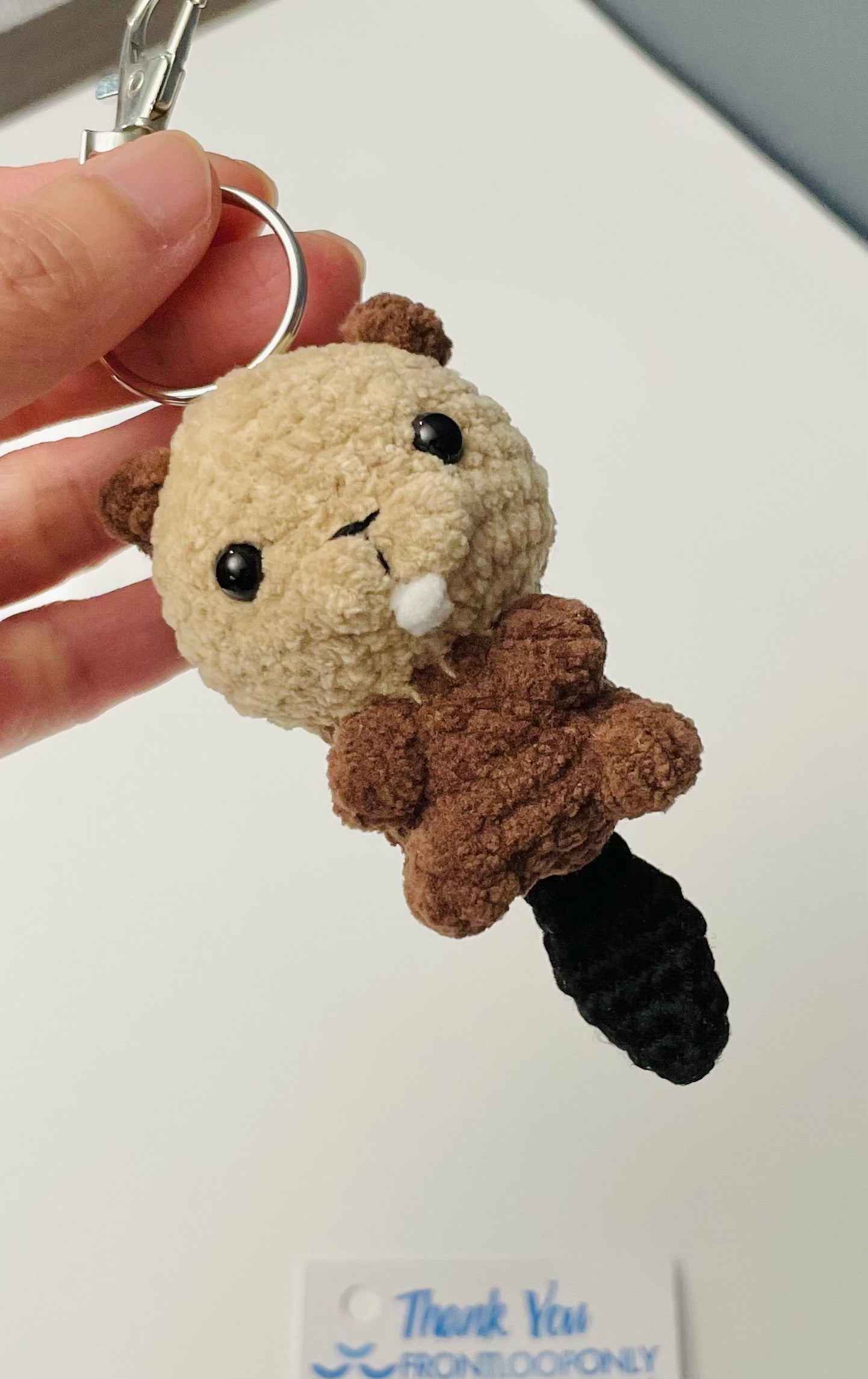 Crochet Beaver Keychain – Handmade Amigurumi Couple Gift
