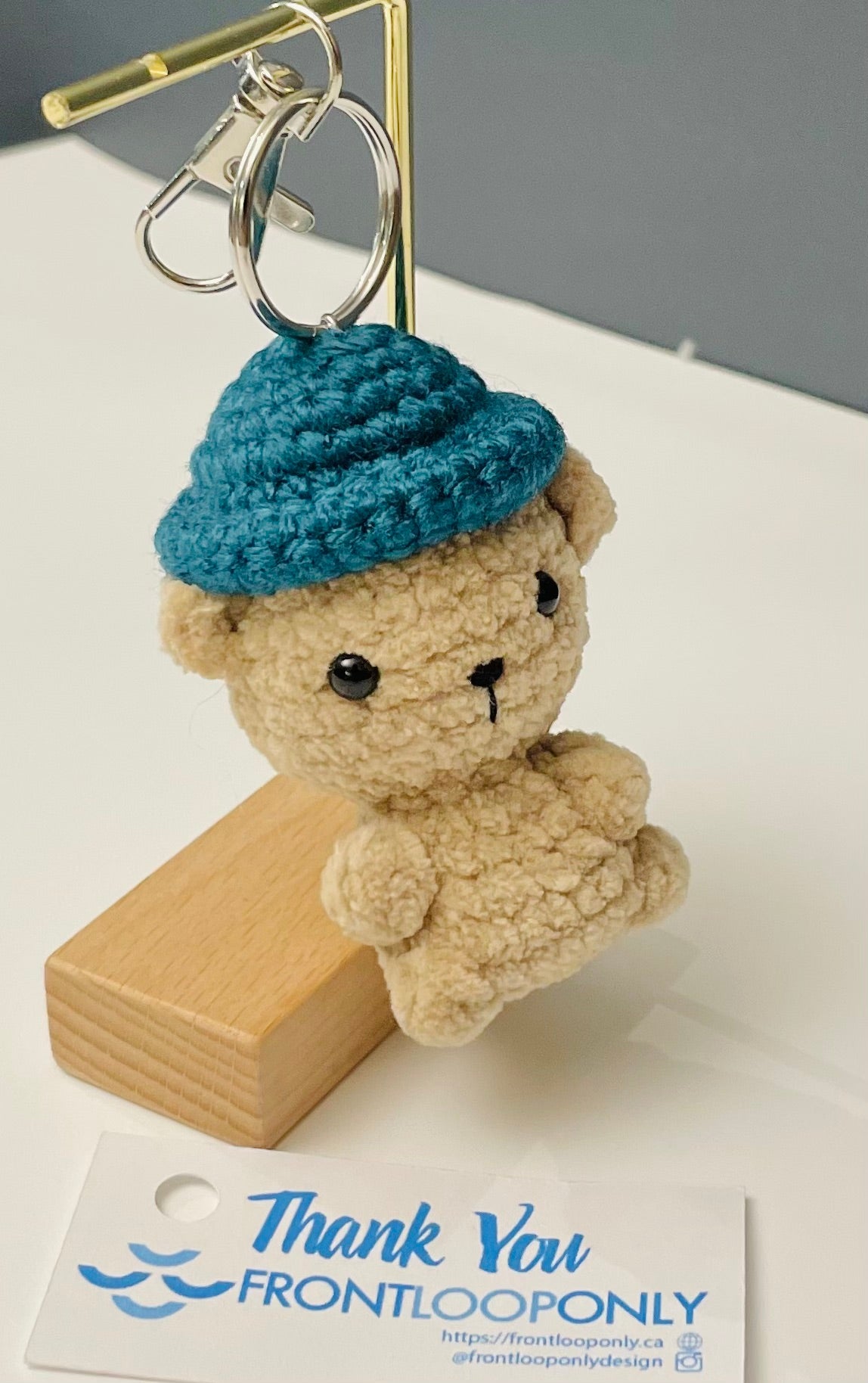 Crochet Bear Keychain – Bean Hat | Cute Handmade Gift