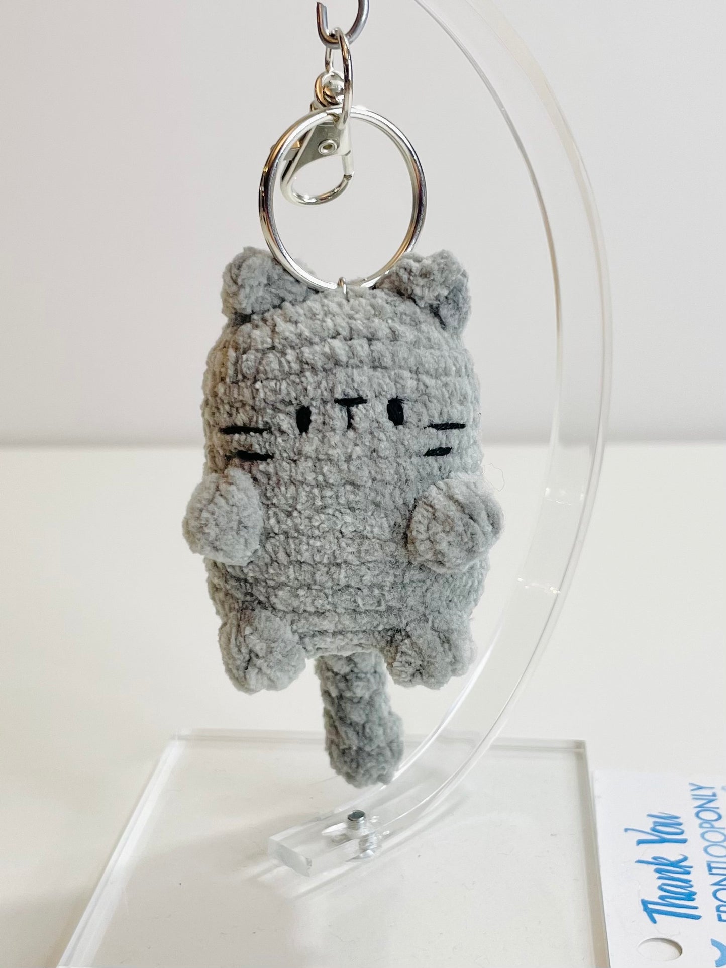 Crochet Cat Pocket Keychain – Plush Amigurumi Kitty Charm, Kawaii Bag Accessory