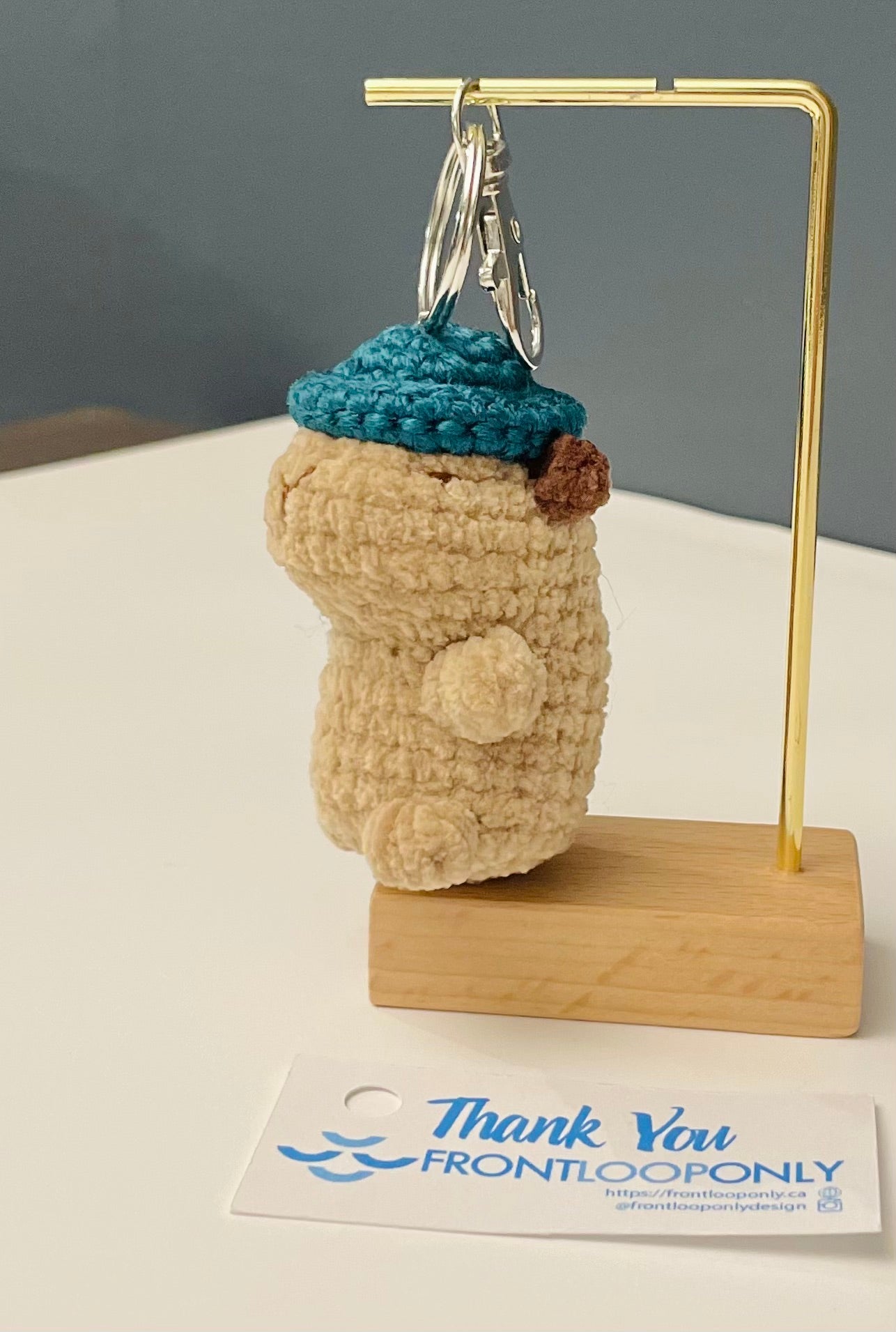 Capybara Keychain: Handmade Crochet Chill Animal with Hat