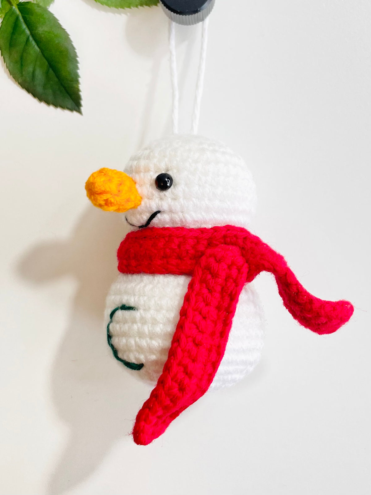 Personalized Crochet Snowman Ornament, Customized Christmas Keepsake, Handmade Tree Decoration