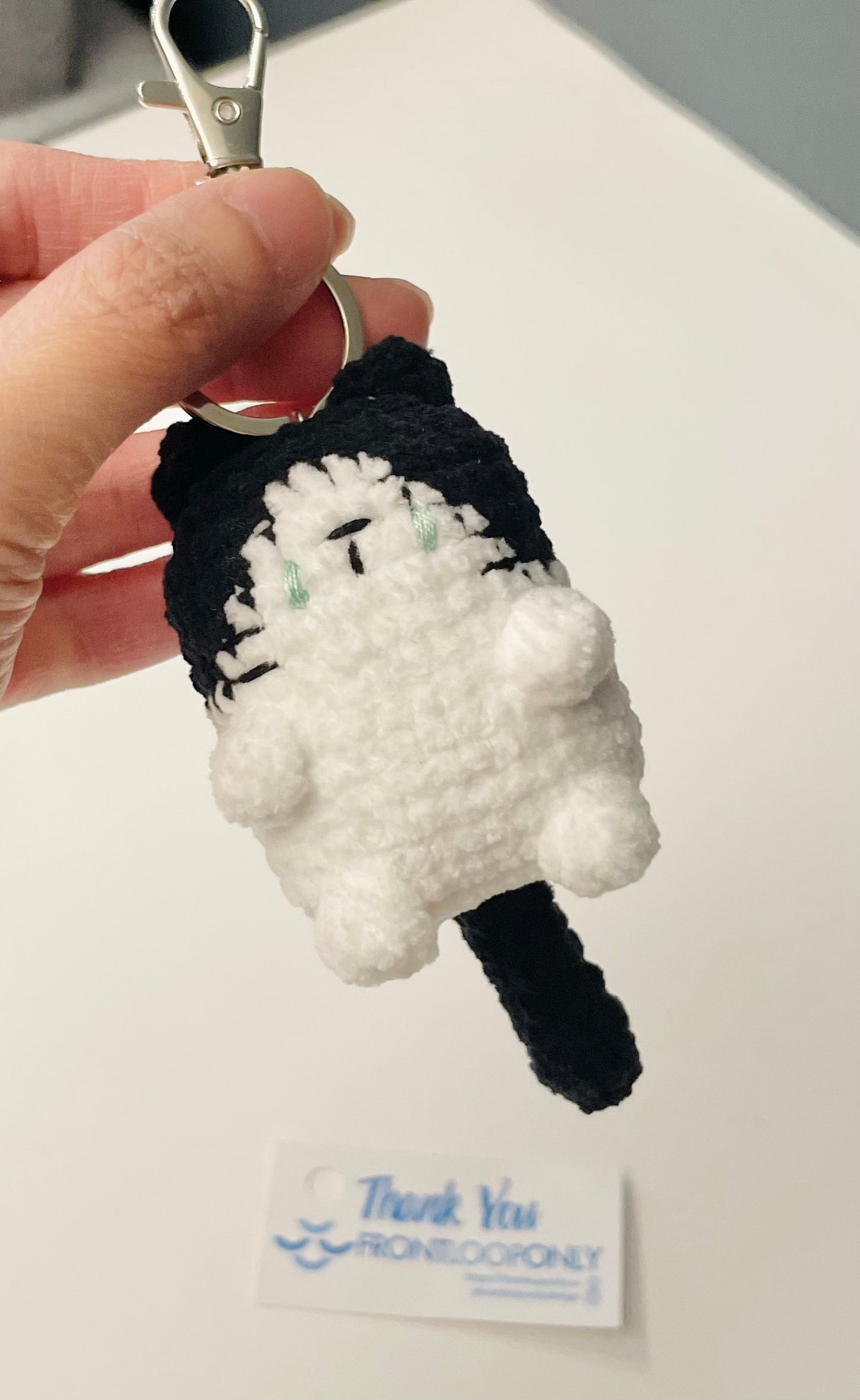 Crochet Cat Keychain | Handmade Cat Charm | Plush Mini Cat Keyring | Custom Color Cat Gift for Cat Lovers