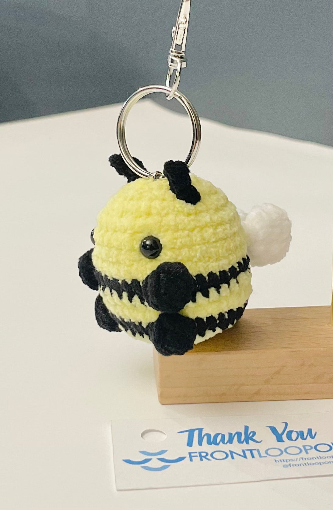 Crochet Bee Plushie Keychain, Mini Handmade Bee Amigurumi, Bag Charm, Keyring Gift