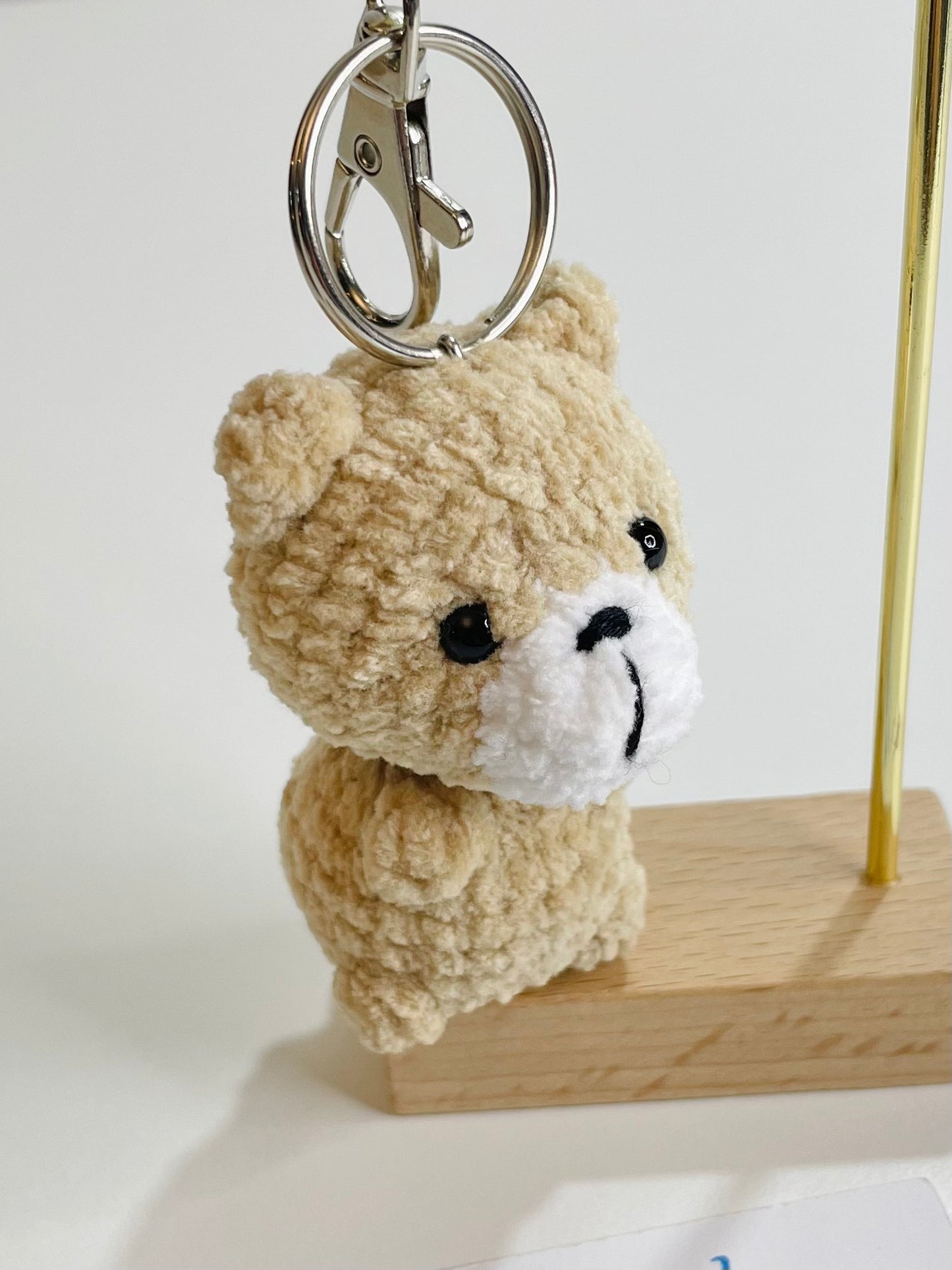 Crochet Baby Bear Keychain, Plush Amigurumi Bag Charm, Kawaii Animal Keyring