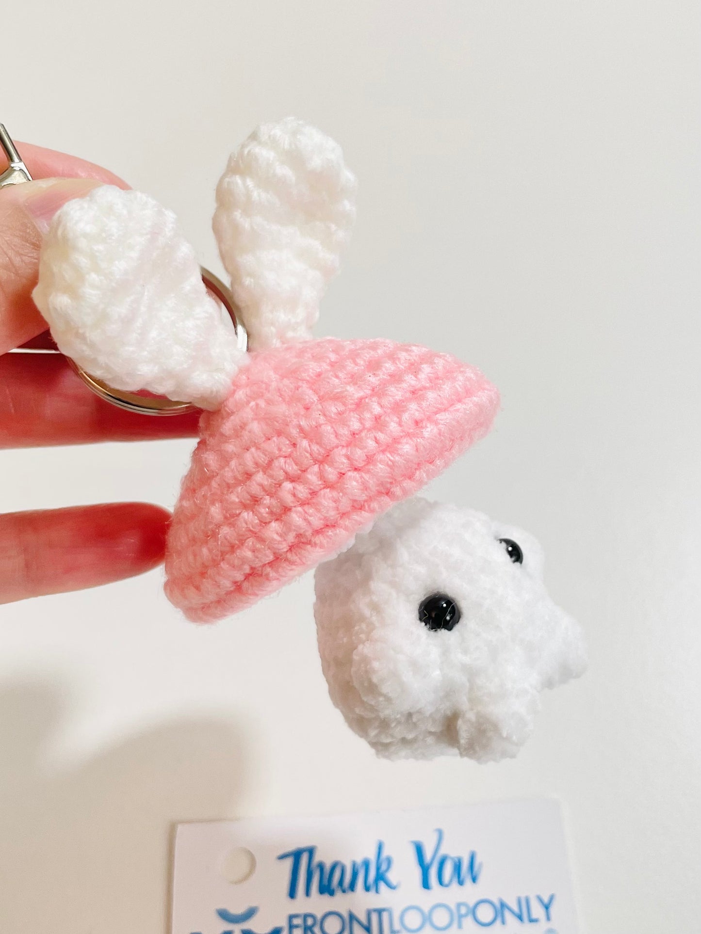 Crochet Baby Mushroom Keychain, Handmade Kawaii Amigurumi Frog, Duck, Bunny Strawberry Bag Charm