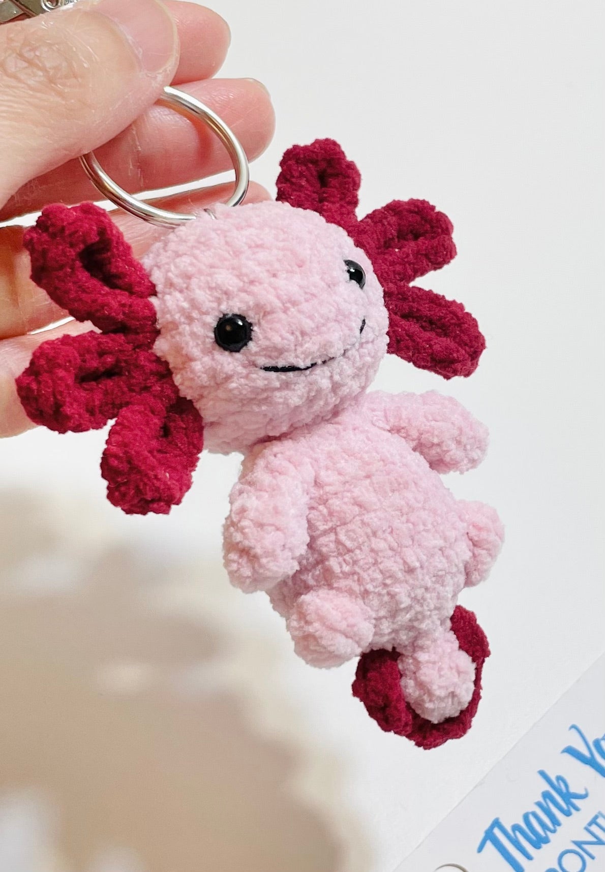 Crochet Axolotl Keychain, Kawaii Amigurumi Bag Charm, Axolotl Lover Gift