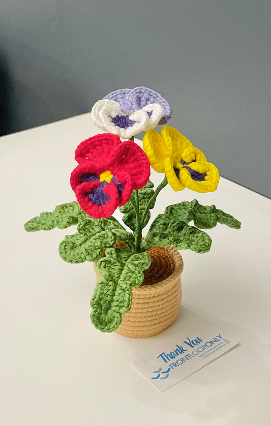 Crochet Pansy Flower Pot – Botanical Home Décor