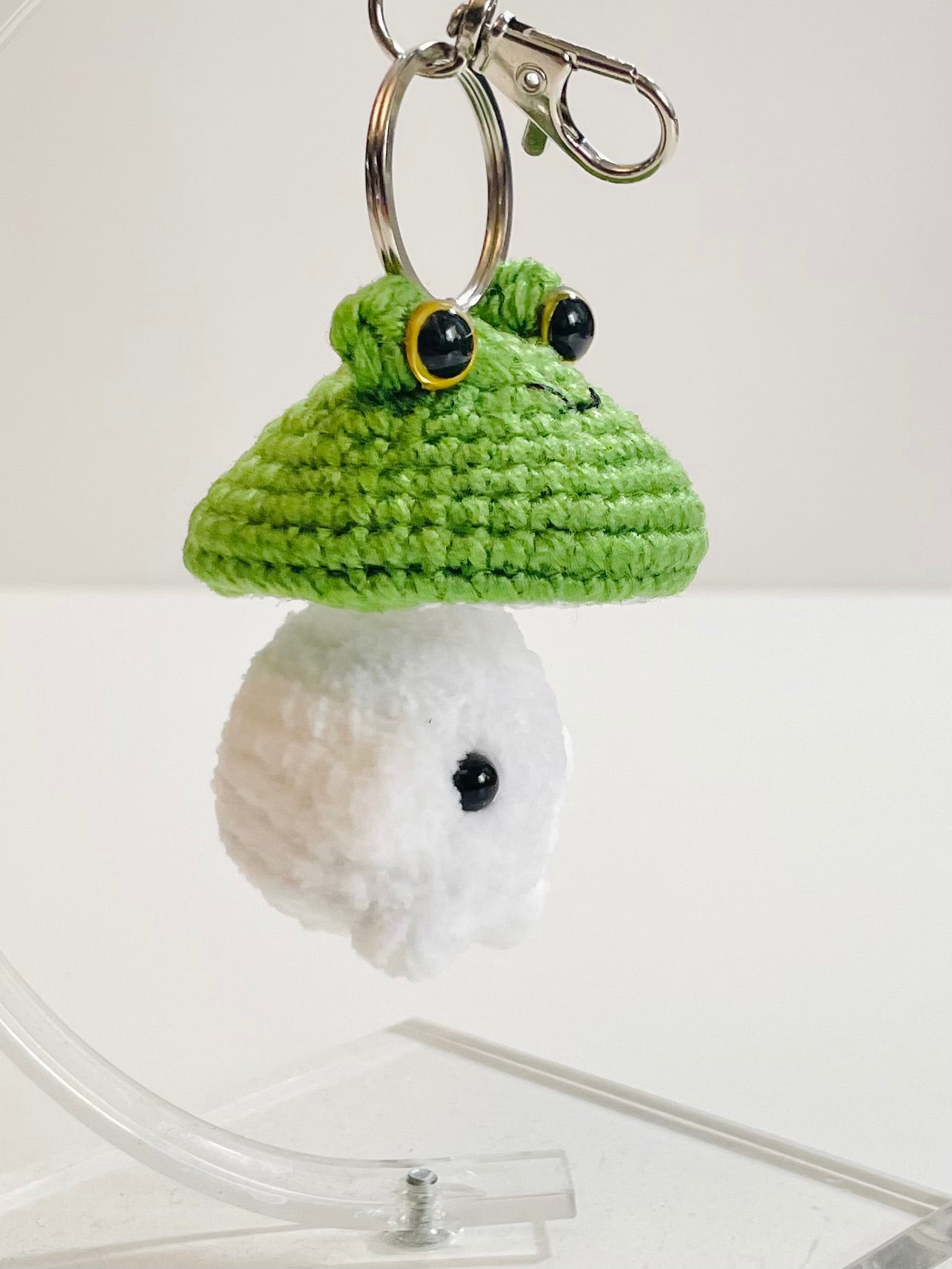 Crochet Baby Mushroom Keychain, Handmade Kawaii Amigurumi Frog, Duck, Bunny Strawberry Bag Charm