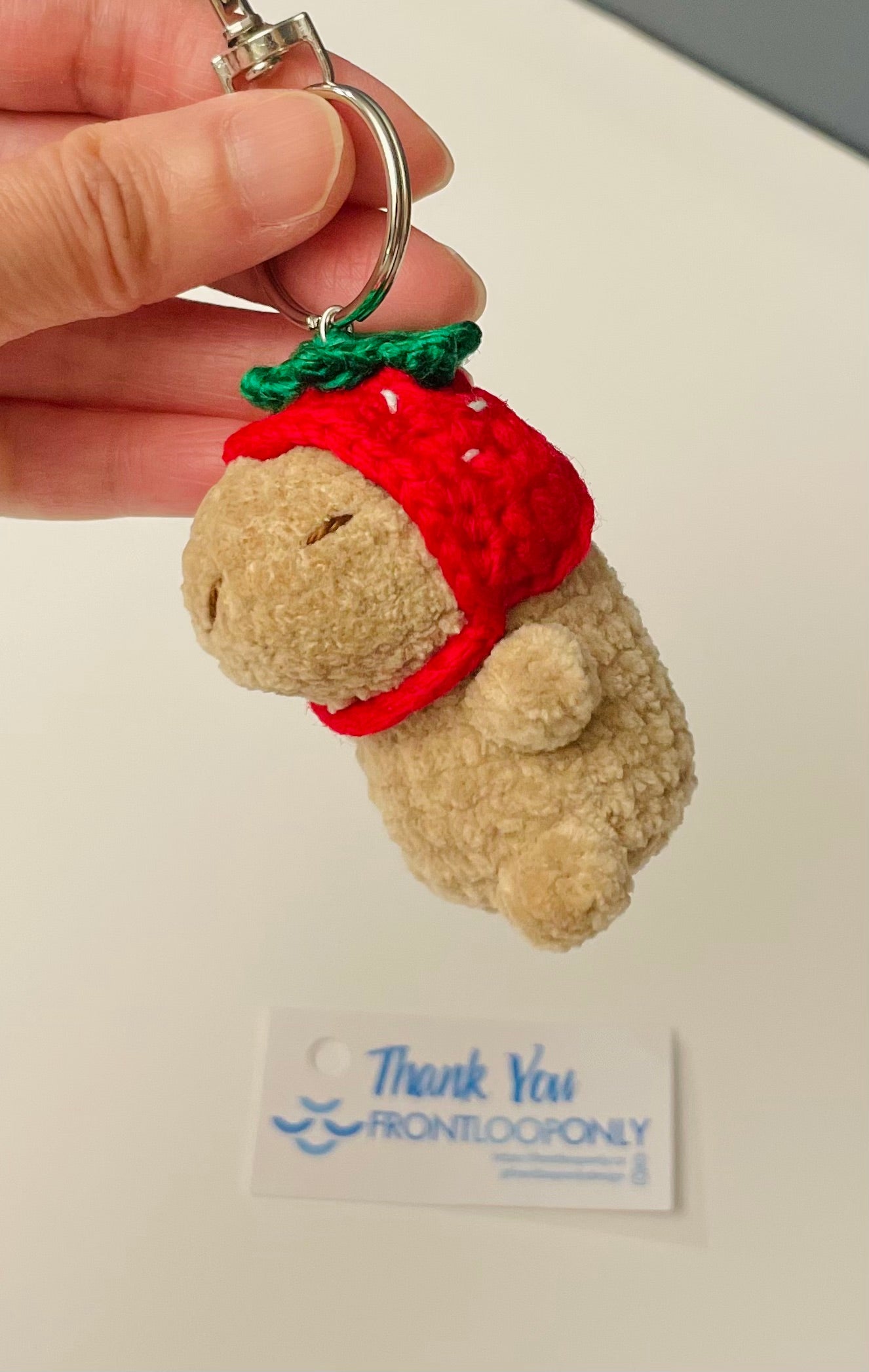 Capybara Keychain: Handmade Crochet Chill Animal with Hat