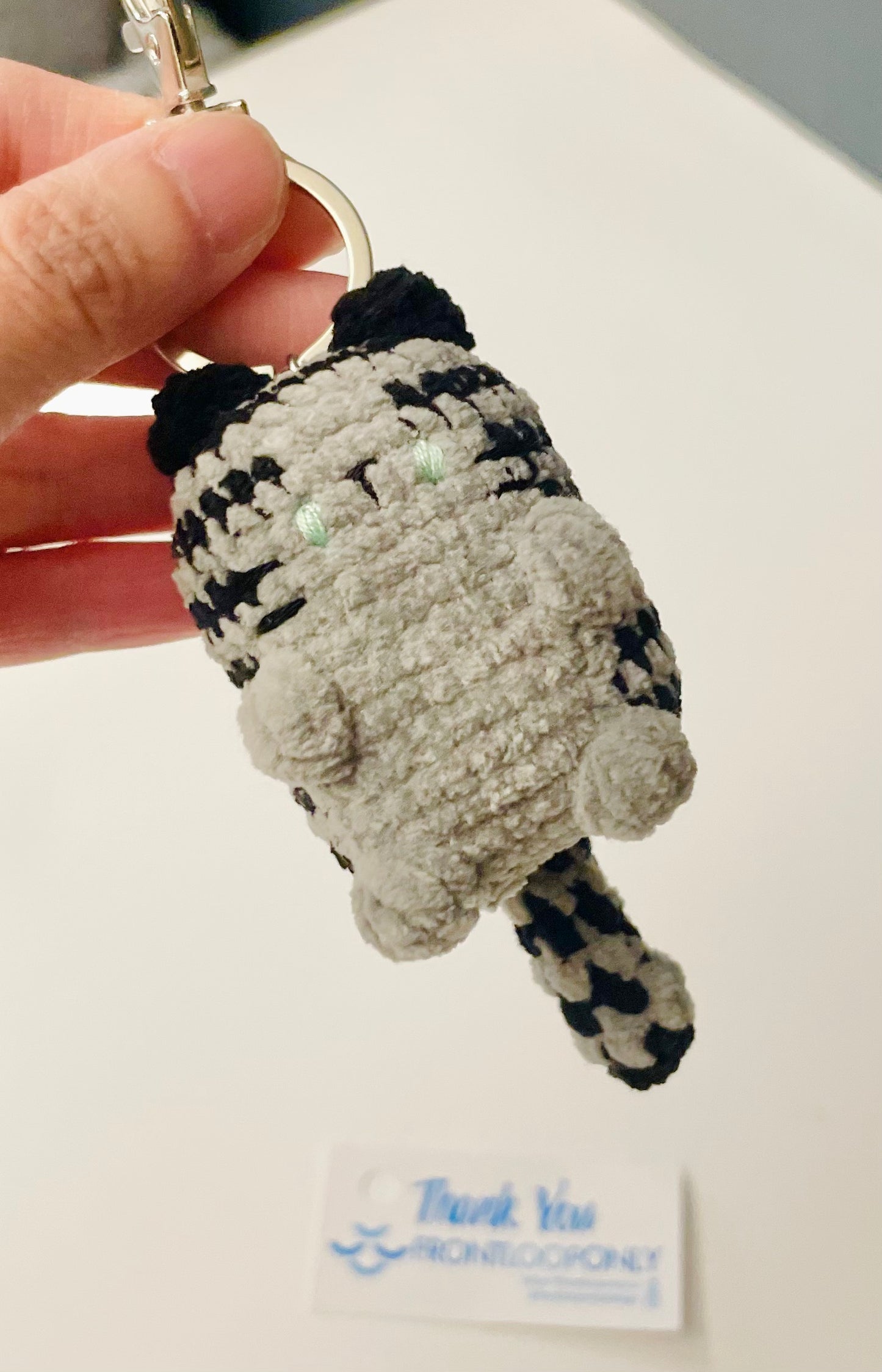 Crochet Cat Keychain | Handmade Cat Charm | Plush Mini Cat Keyring | Custom Color Cat Gift for Cat Lovers
