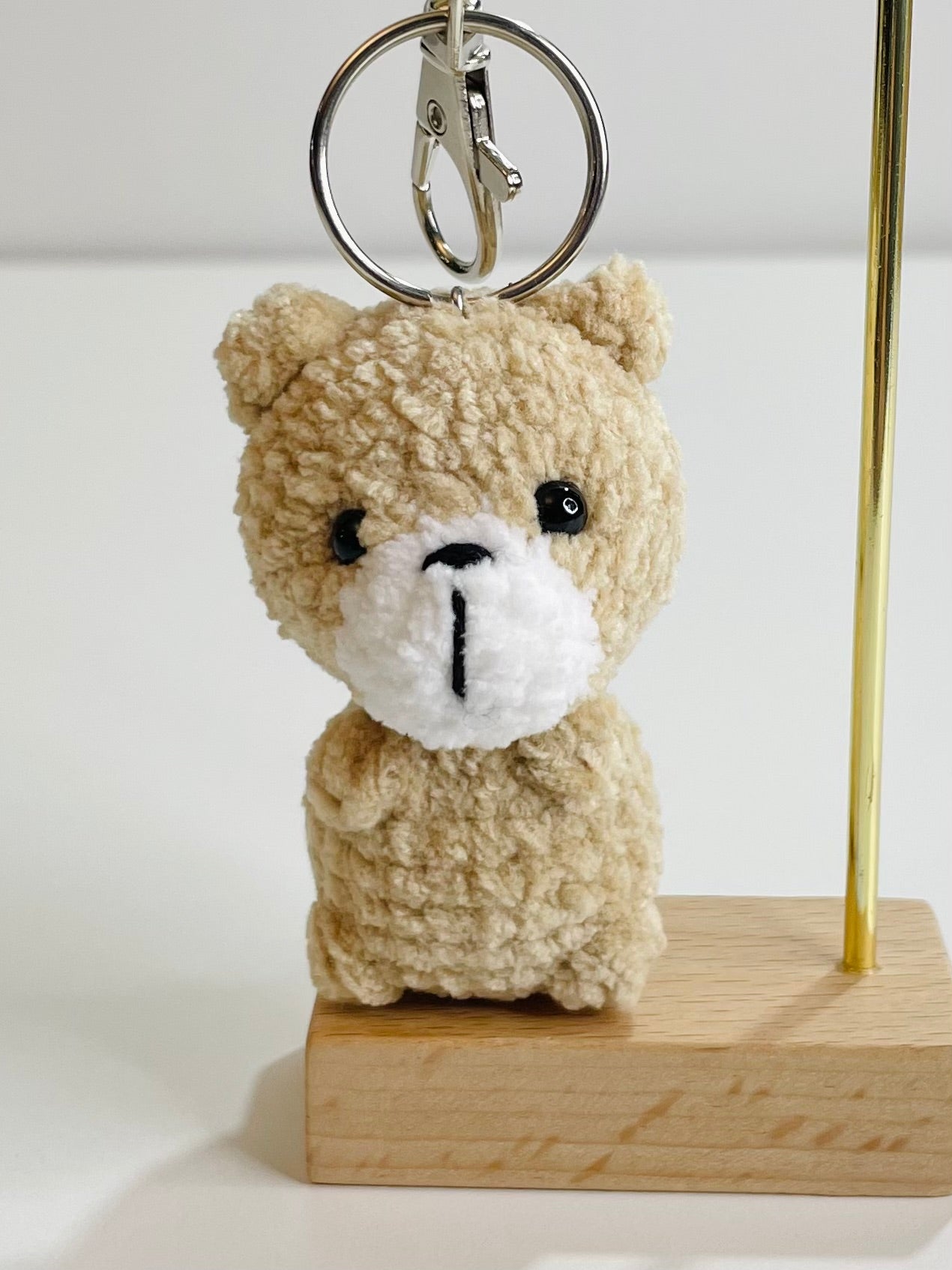 Crochet Baby Bear Keychain, Plush Amigurumi Bag Charm, Kawaii Animal Keyring