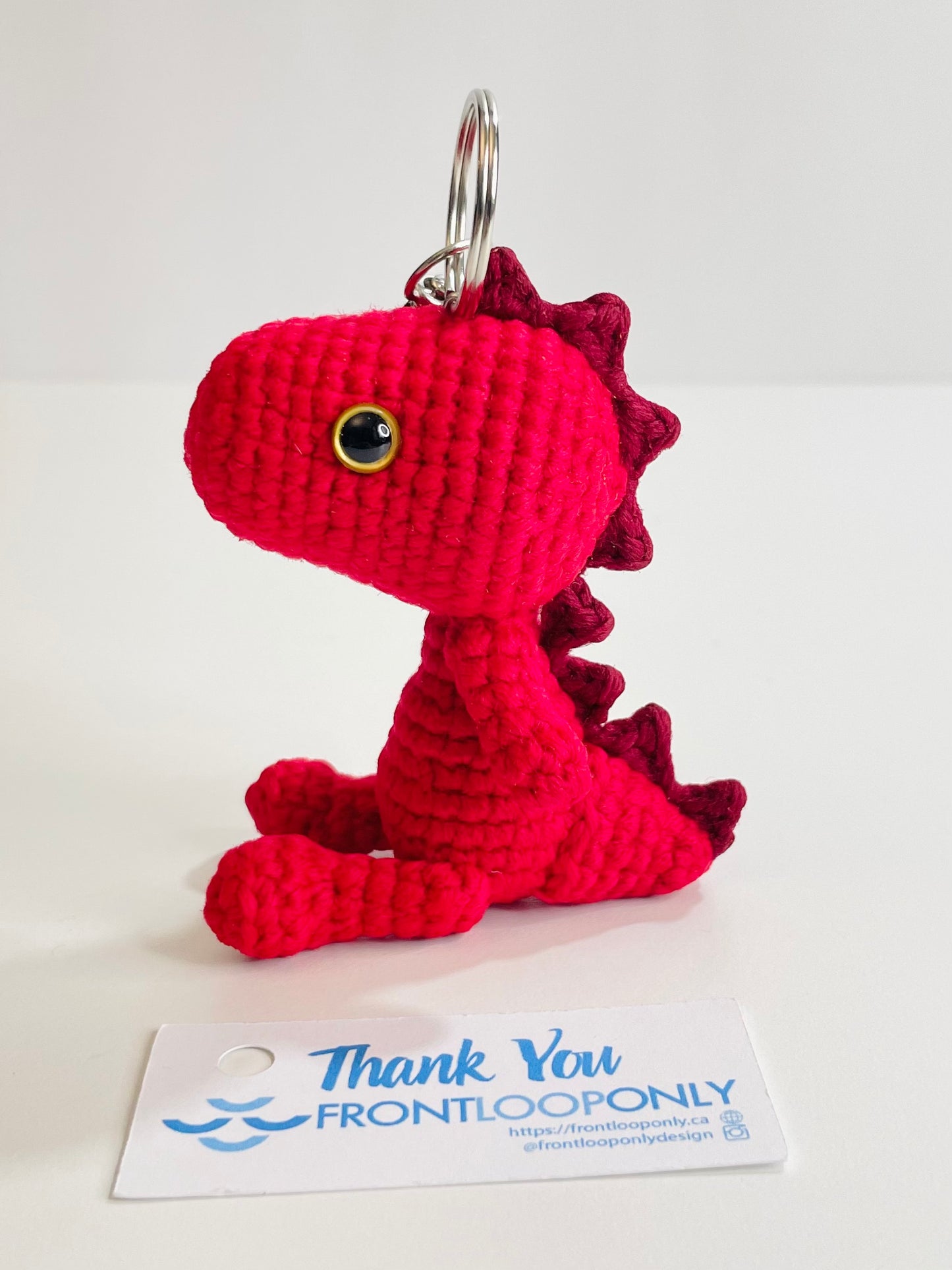 Crochet Baby Dinosaur Keychain – Handmade Amigurumi Dino Charm, Kawaii Backpack & Bag Accessory