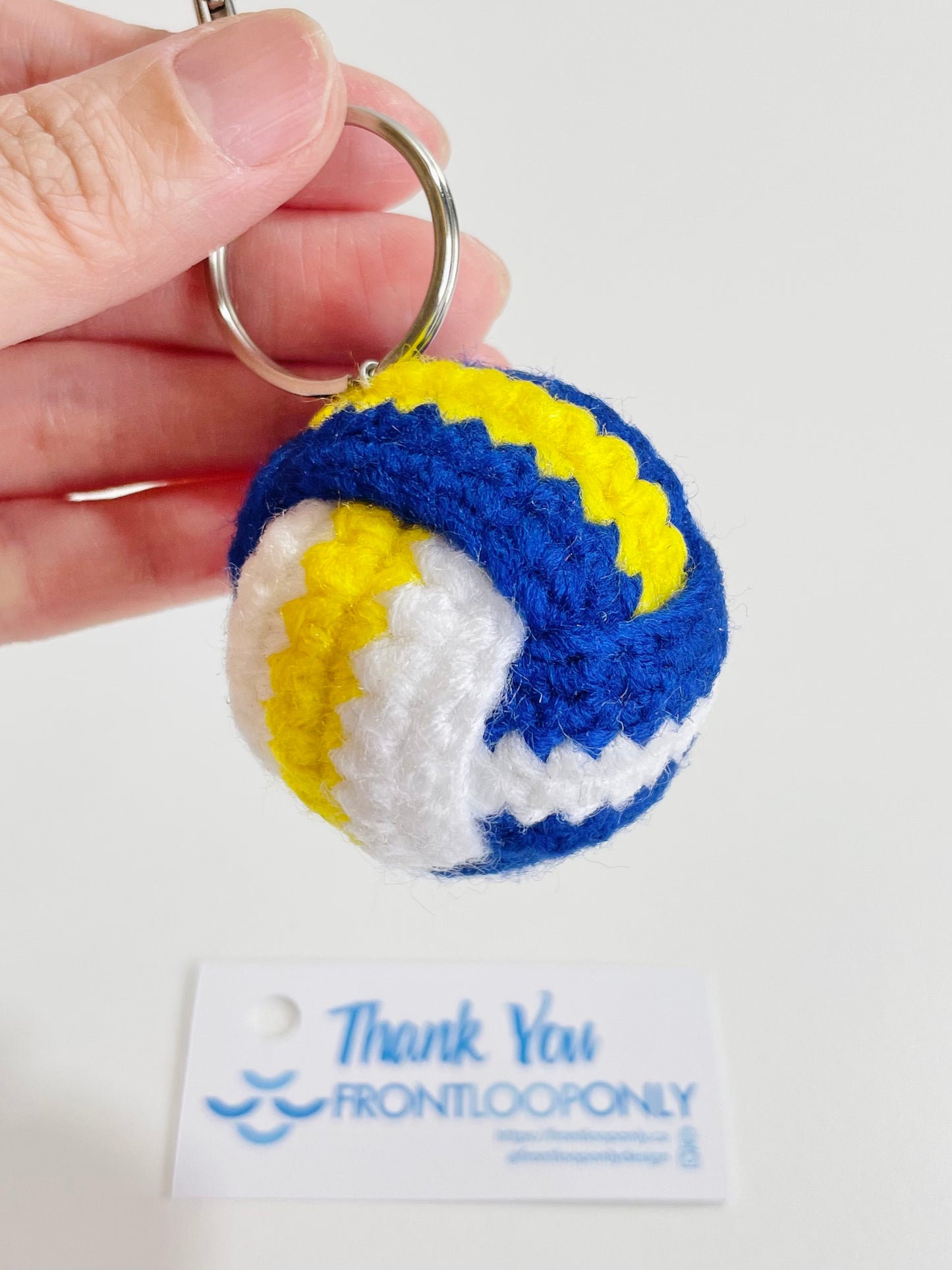 Crochet Football or Volleyball Keychain | Handmade Sports Keychain | Athlete, Coach, Team Gift | Backpack Charm
