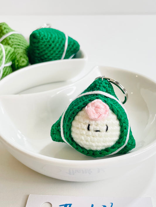 Crochet Sticky Rice Dumpling Keychain | Zongzi Amigurumi | Food Bag Charm | Handmade Kawaii Accessory