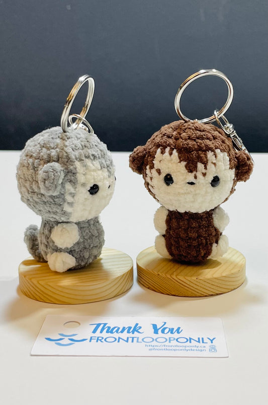 Handmade Crochet Monkey Keychain, Amigurumi Plush Bag Charm, Mini Animal Accessory