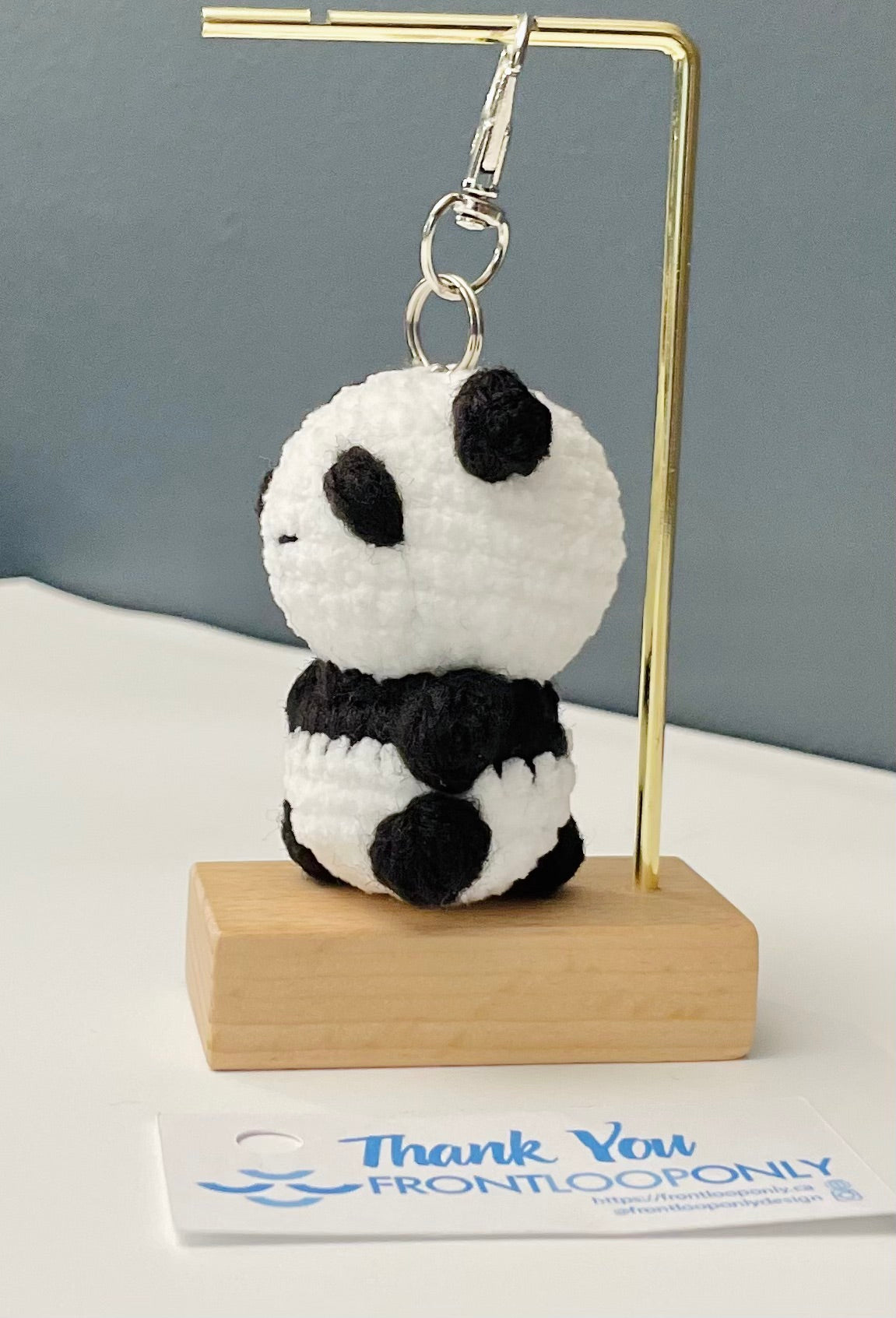 Crochet Panda Keychain - Amigurumi Panda Charm, Mini Animal Keyring