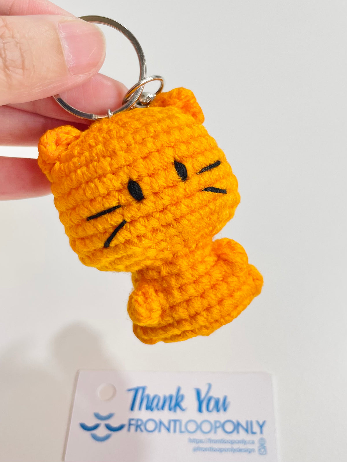 Crochet Cat Pocket Keychain – Handmade Kawaii Kitty Charm, Amigurumi Cat Bag Accessory
