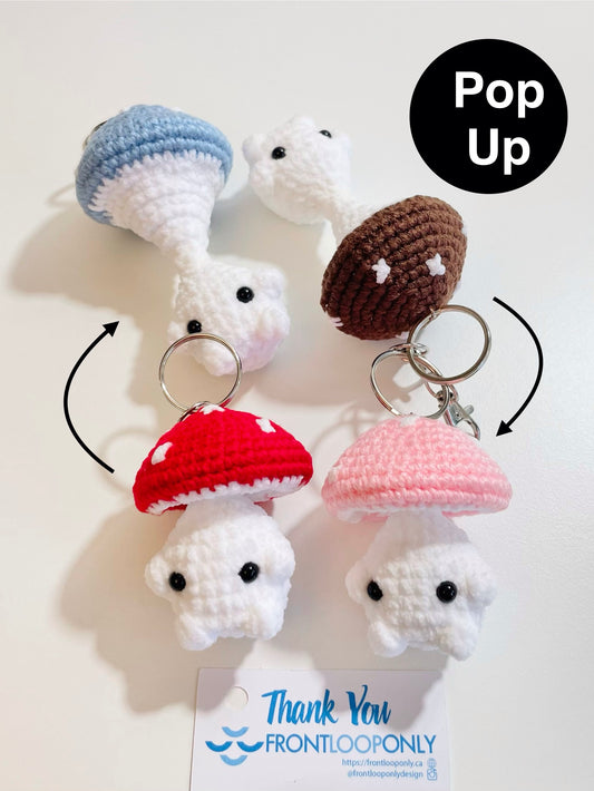 Crochet Mushroom Keychain, Pop Up Charm, Handmade Kawaii Bag Accessory, Forestcore Backpack, Keyring Gift