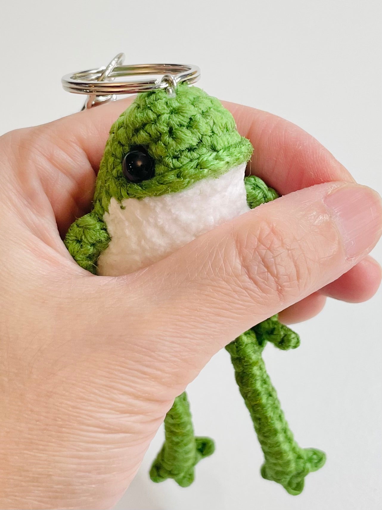 Crochet Frog Keychain - Handmade Frog Amigurumi, Cute Animal Bag Charm