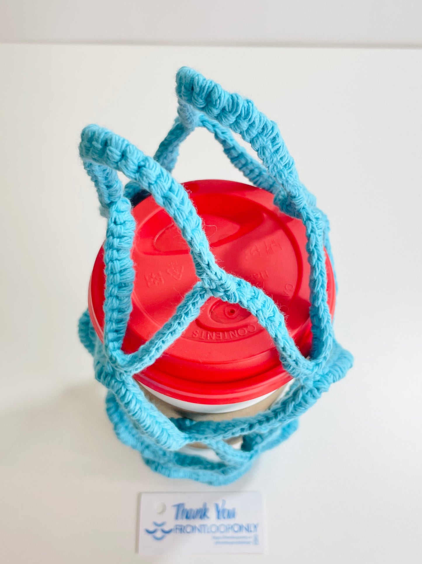 Crochet Coffee Cup Holder | Reusable Drink Carrier, Cotton Yarn | Coffee or Tea Lover