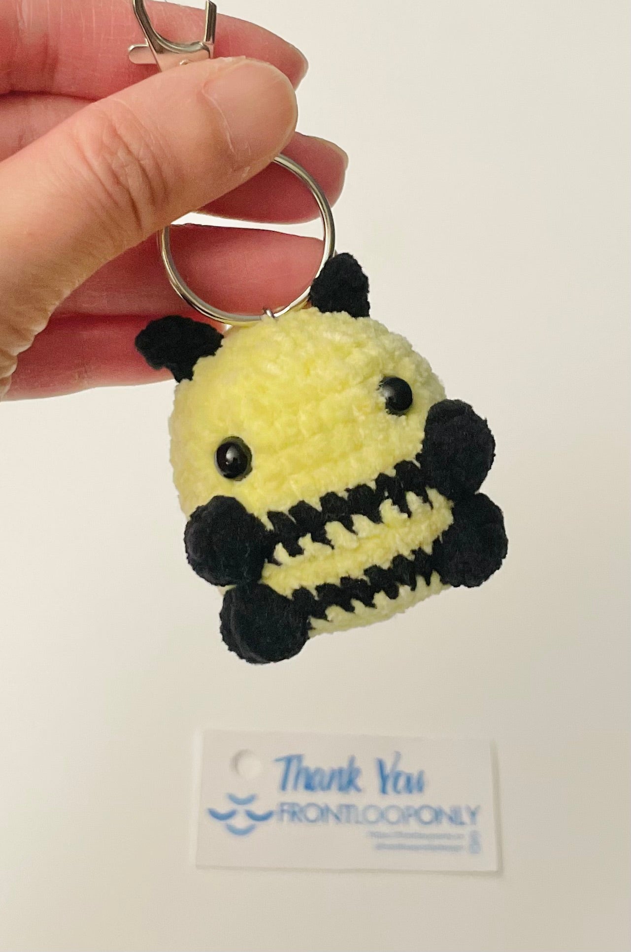 Crochet Bee Plushie Keychain, Mini Handmade Bee Amigurumi, Bag Charm, Keyring Gift